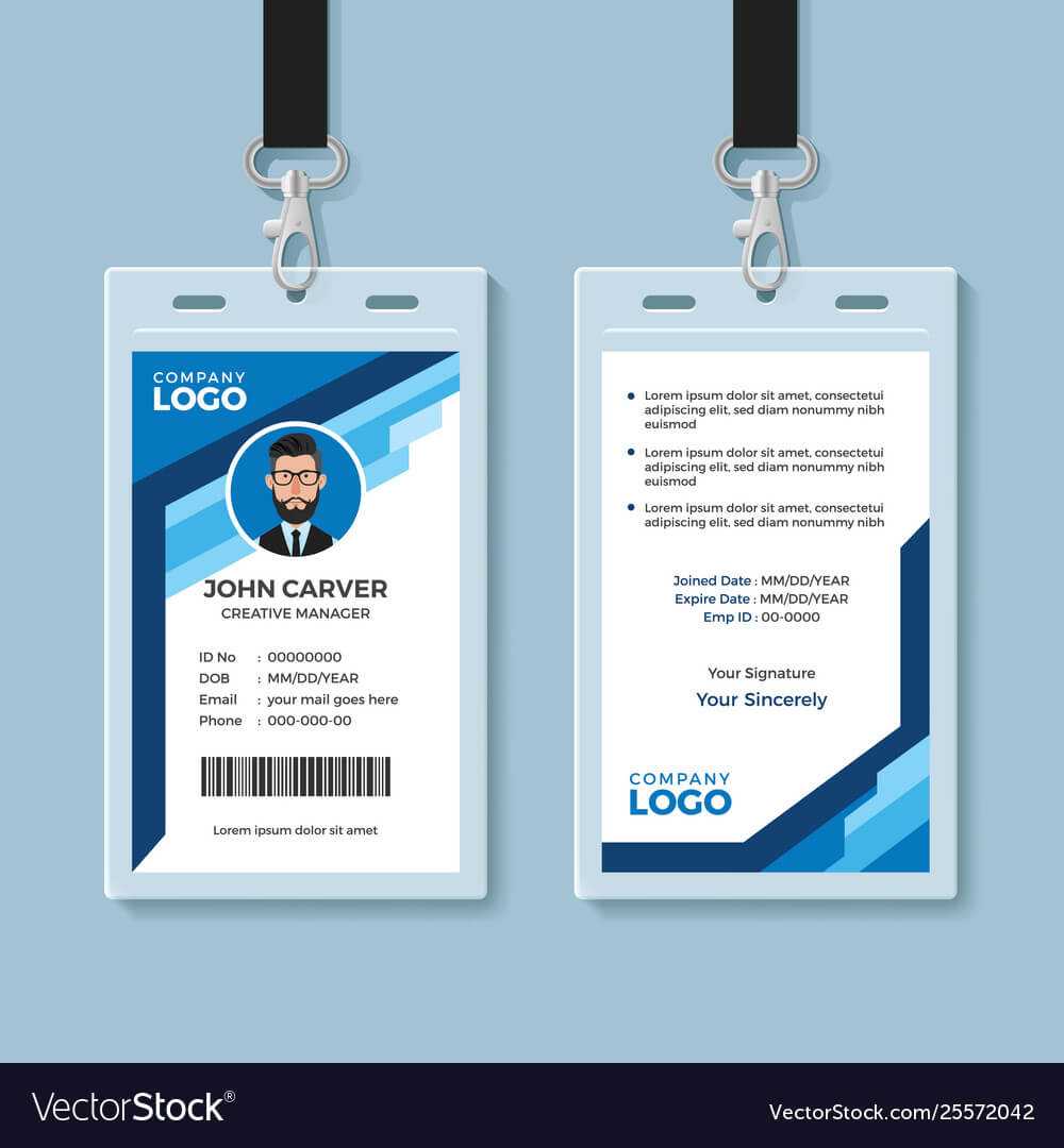 001 Blue Graphic Employee Id Card Template Vector Free Pertaining To Id Card Template Ai