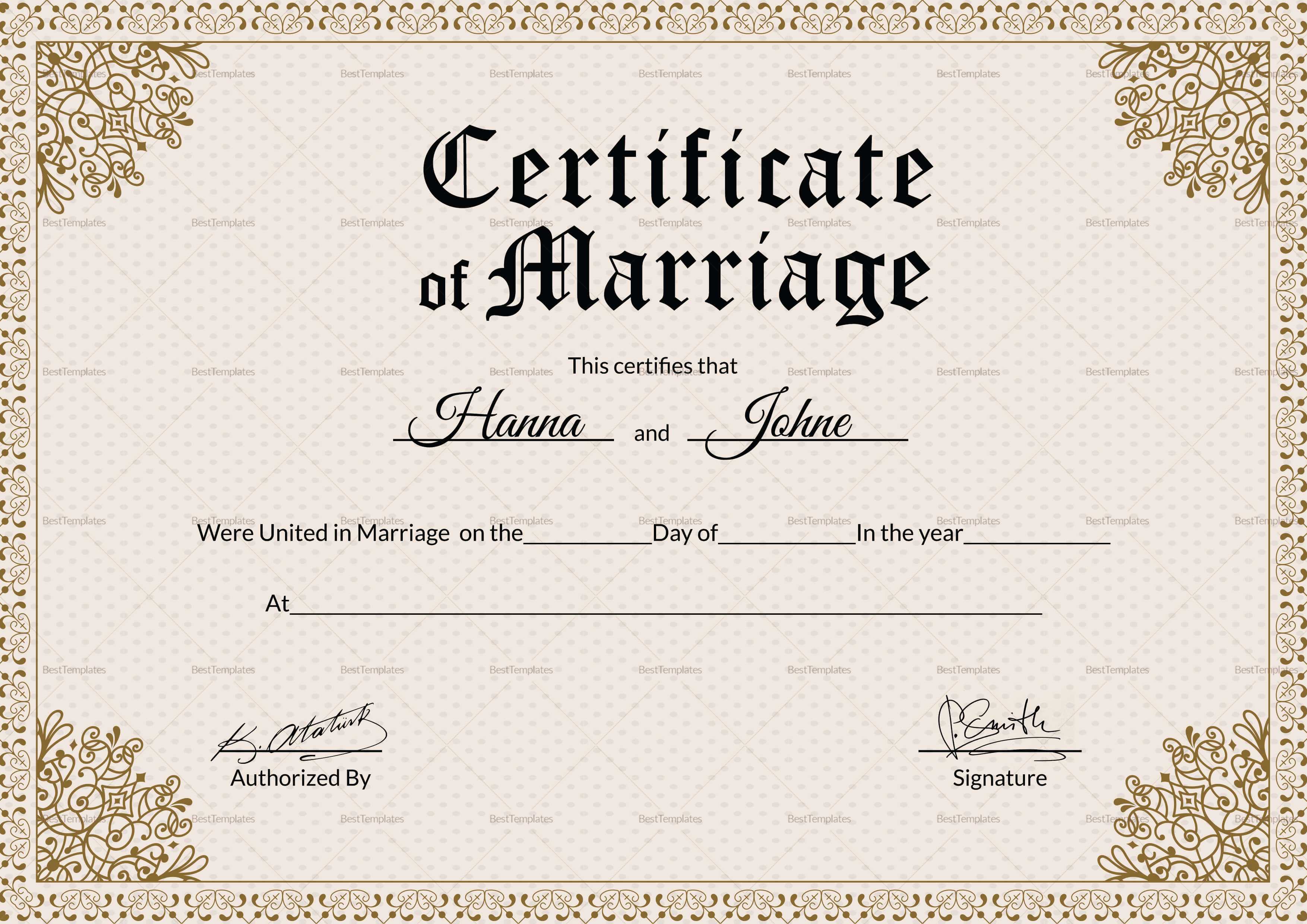 001 Keepsake Marriage Certificate28129 Template Ideas Pertaining To Certificate Of Marriage Template