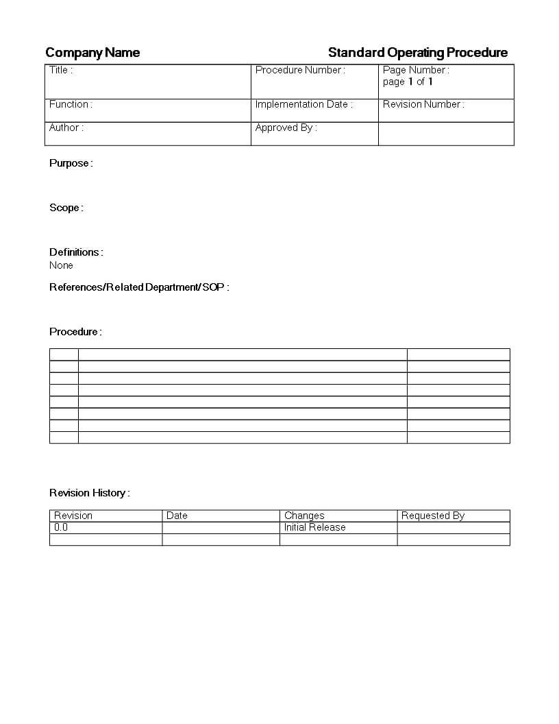 001 Standard Operating Procedure Template Free Exceptional For Free Standard Operating Procedure Template Word 2010