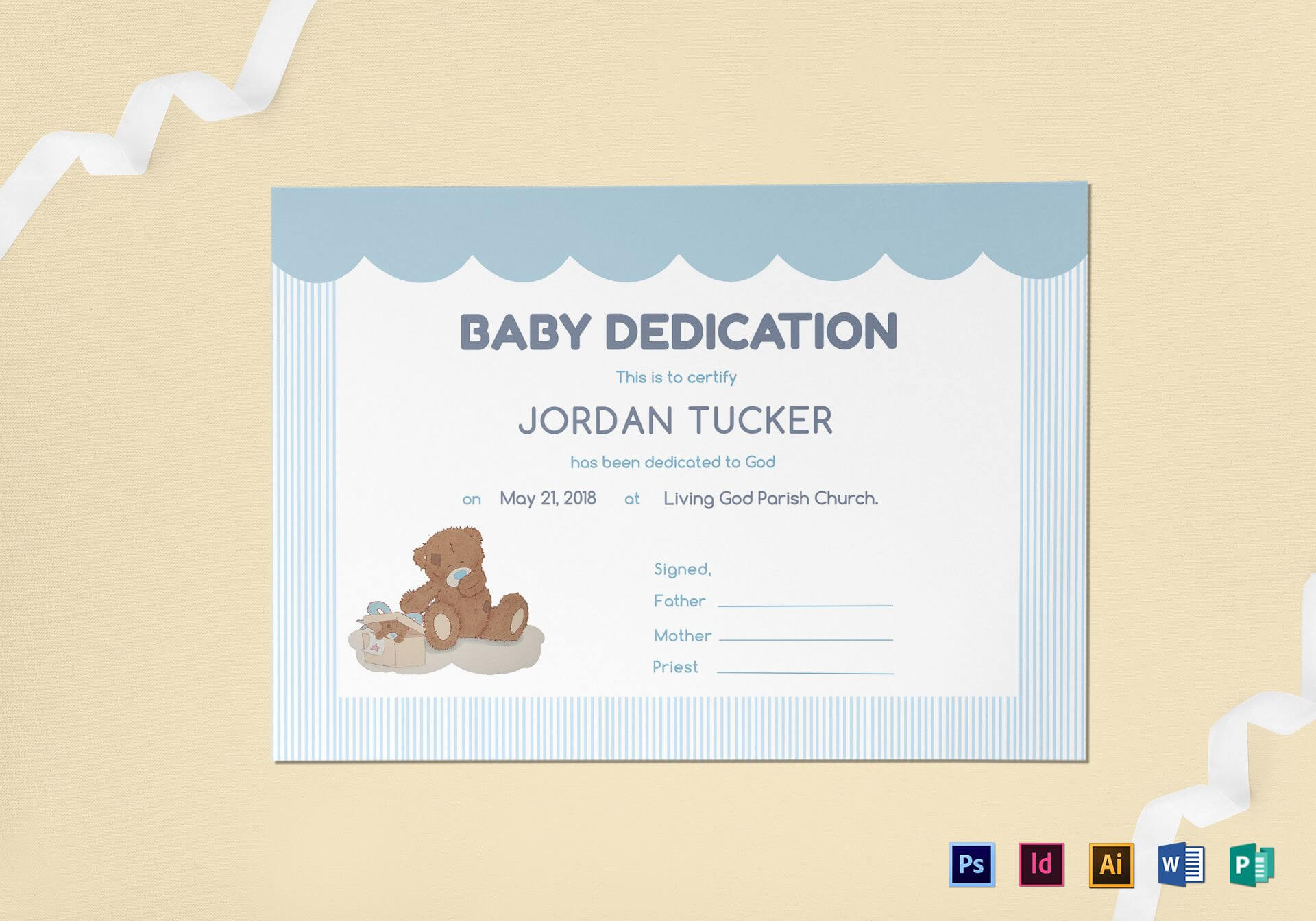 001 Template Ideas Baby Dedication Certificate Mock With Baby Christening Certificate Template