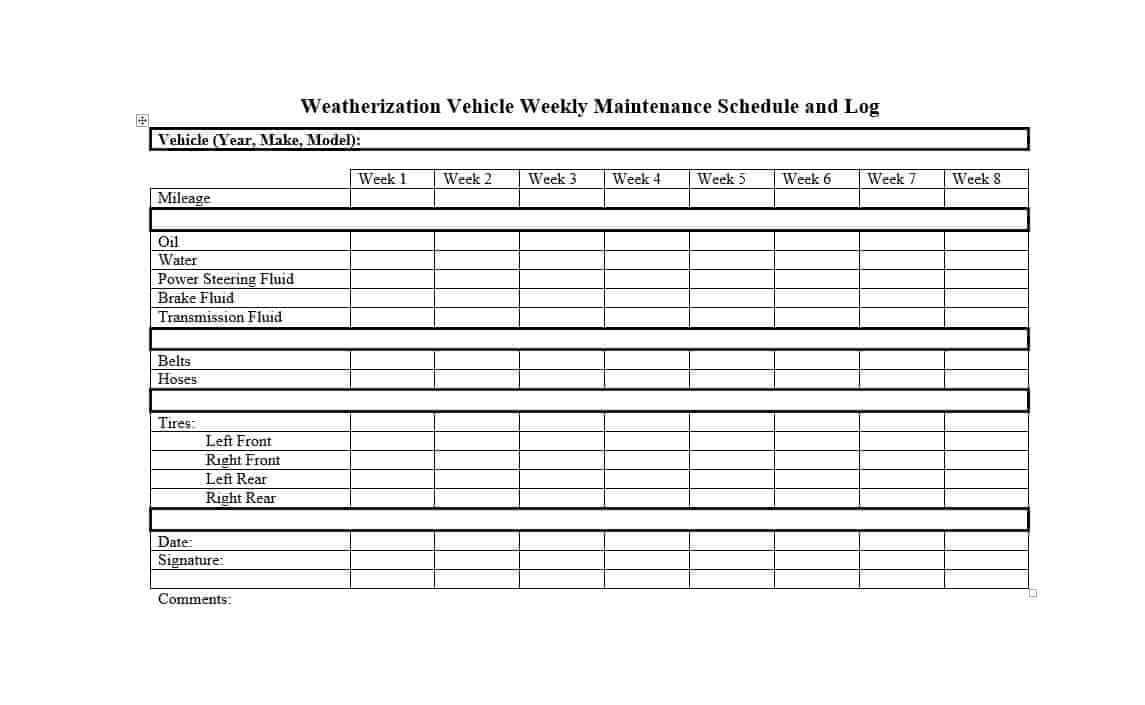 001 Vehicle Maintenance Schedule Template Log Imposing Ideas For Computer Maintenance Report Template