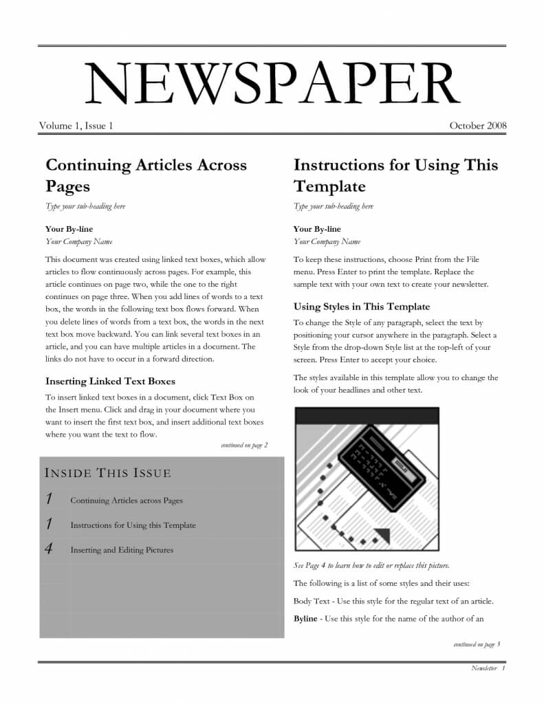 002 Newspaper Template Ideas Microsoft For Magnificent Word Regarding Blank Newspaper Template For Word