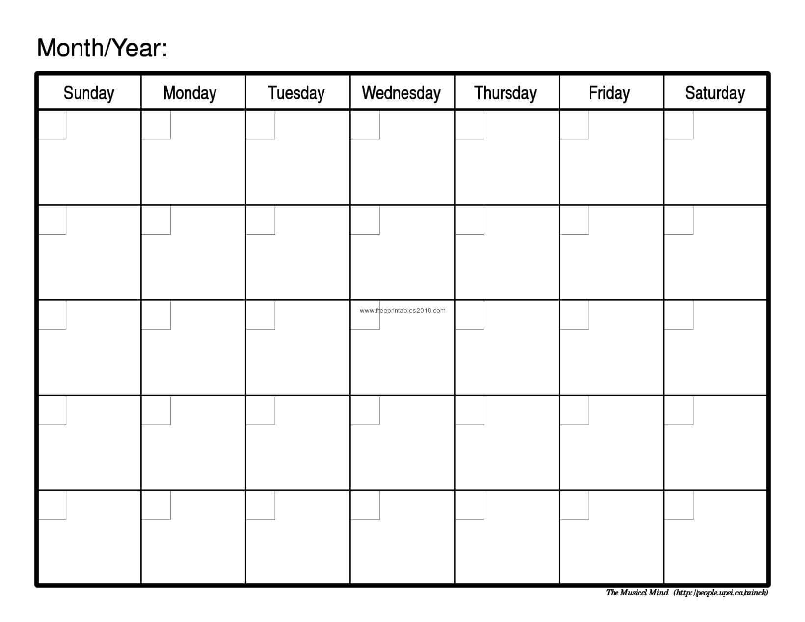 003 Free Printable Calendar Blank Templates Monthly Of Pertaining To Full Page Blank Calendar Template