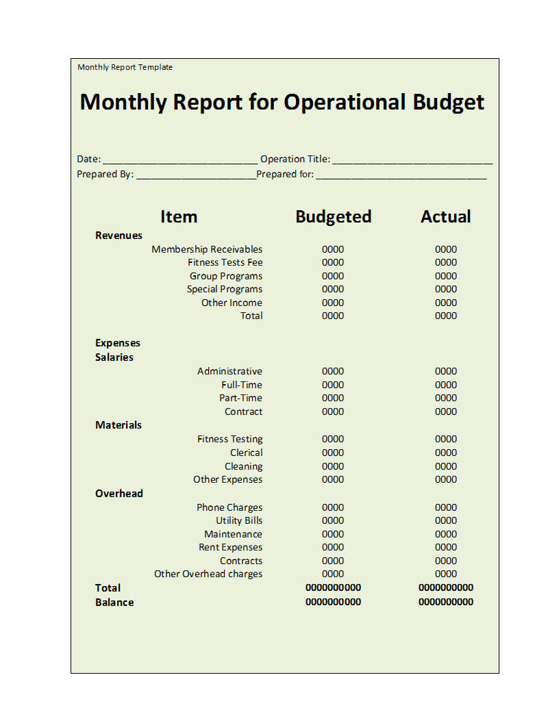 003 Monthly Report Template Ideas Top Financial Doc Format Pertaining To Monthly Financial Report Template