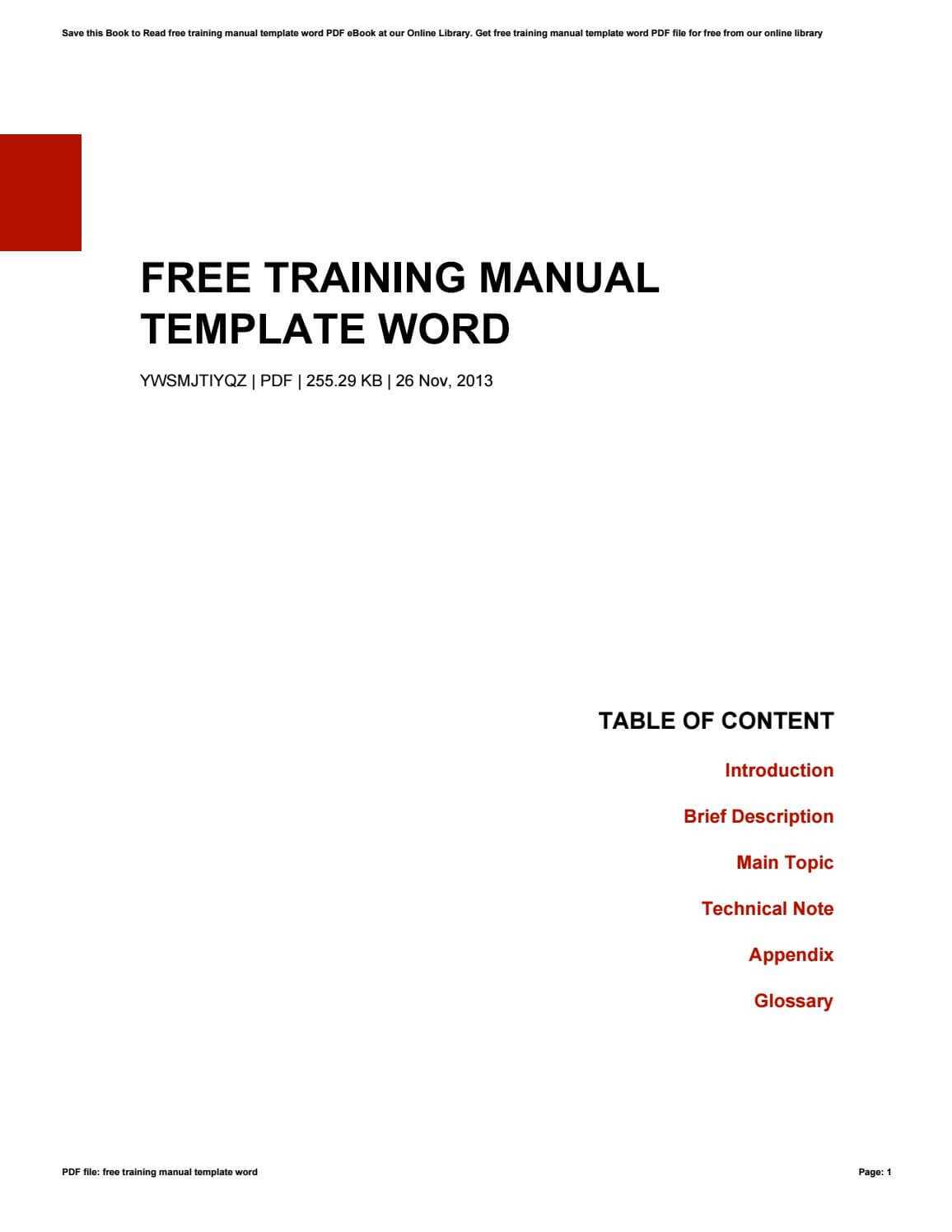 003 Training Manual Template Word Ideas Page 1 Fascinating Intended For Training Manual Template Microsoft Word