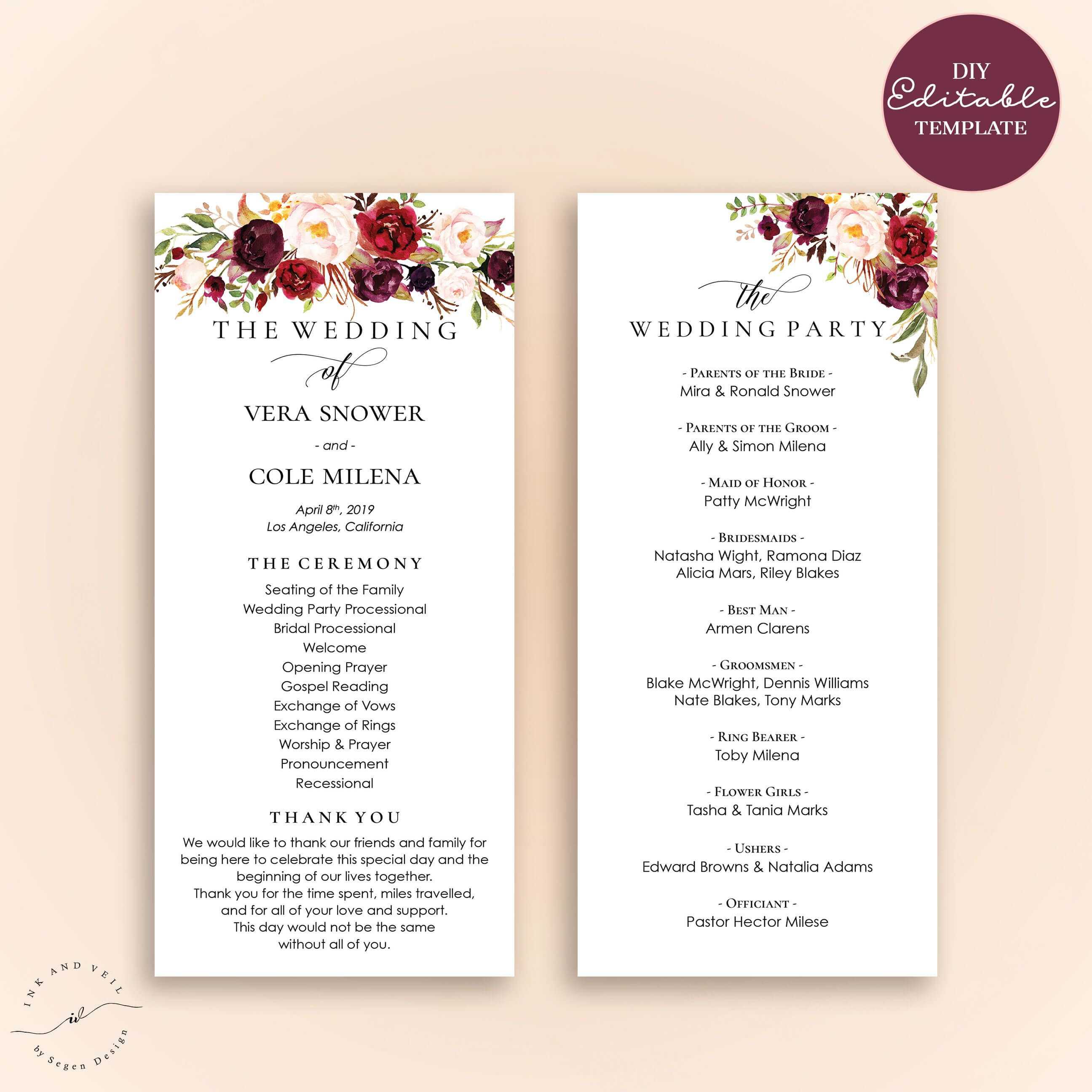 004 Free Printable Wedding Ceremony Program Template Pertaining To Free Printable Wedding Program Templates Word