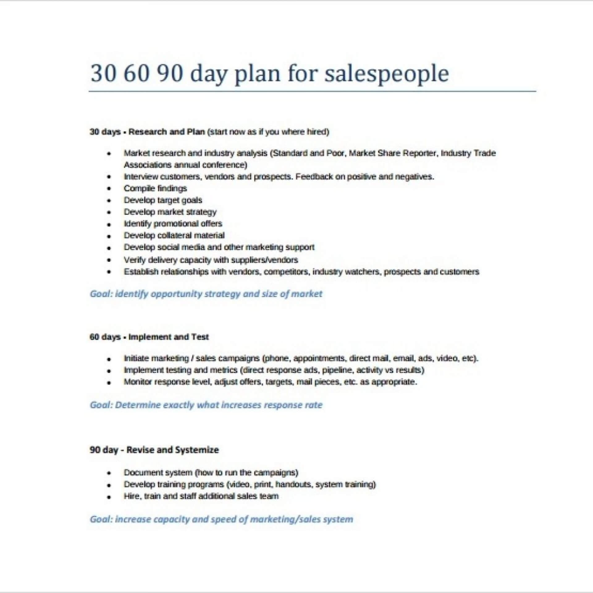 004 Marketing Plan Free Day Template Staggering 30 60 90 Vp Intended For 30 60 90 Day Plan Template Word