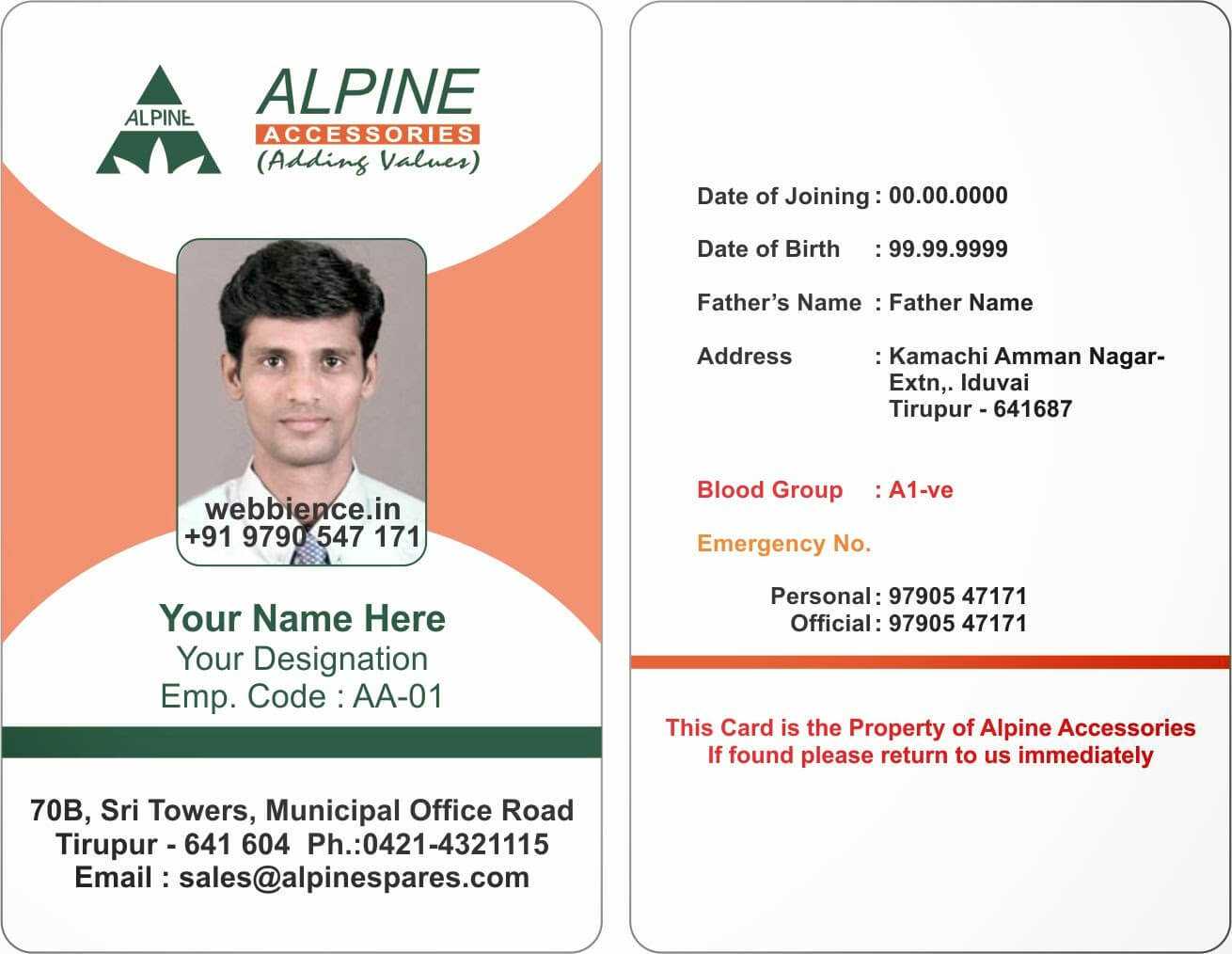 005 Alpine Template Update Employee Id Card Templates Throughout Employee Card Template Word