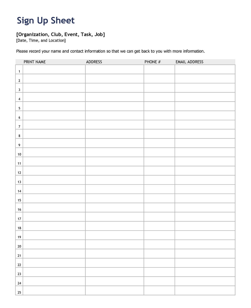 005 Potluck Signup Sheet Printable Sign Up Templates For Potluck Signup Sheet Template Word