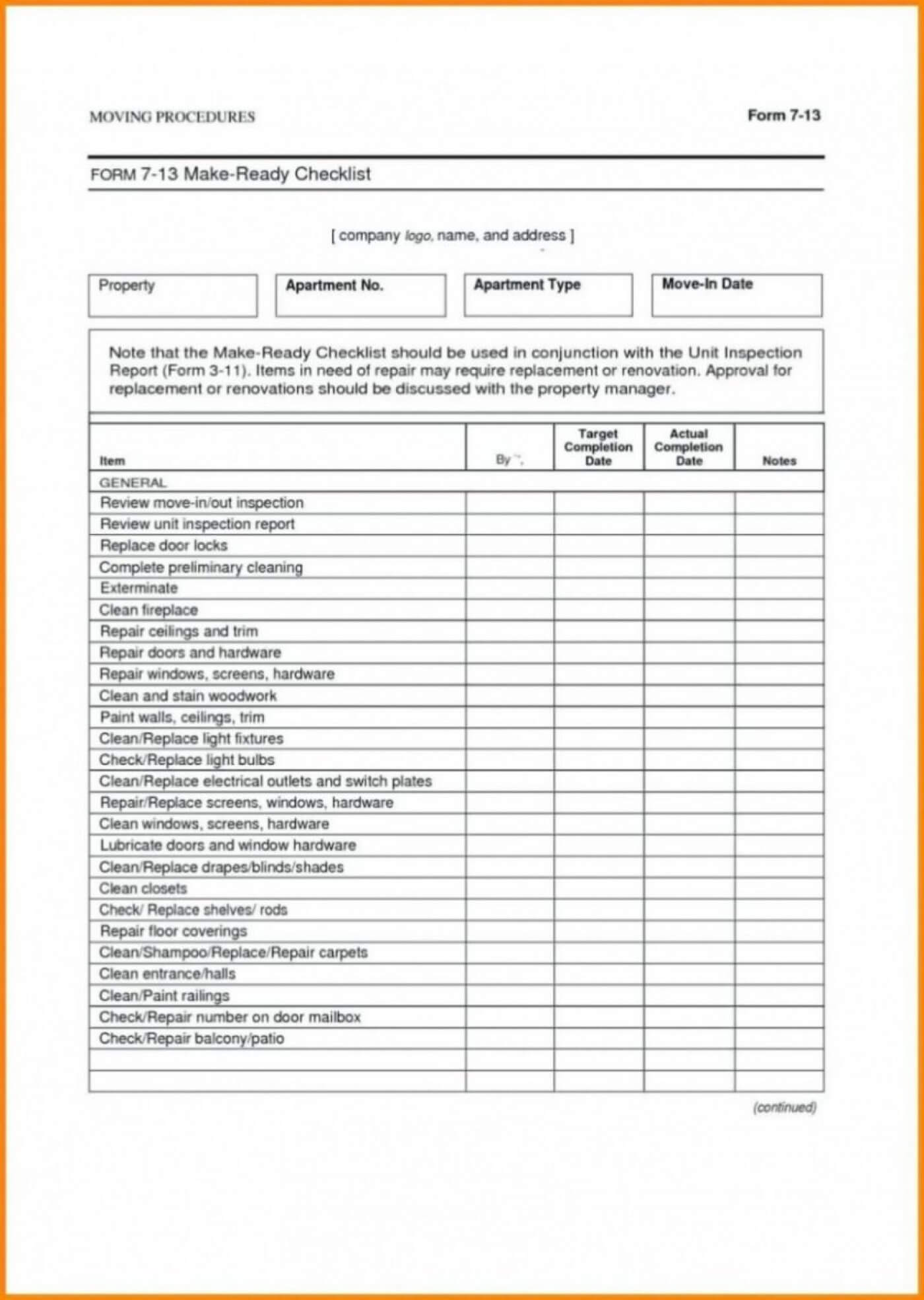 006 Property Management Maintenance Checklist Template Ideas In Property Management Inspection Report Template