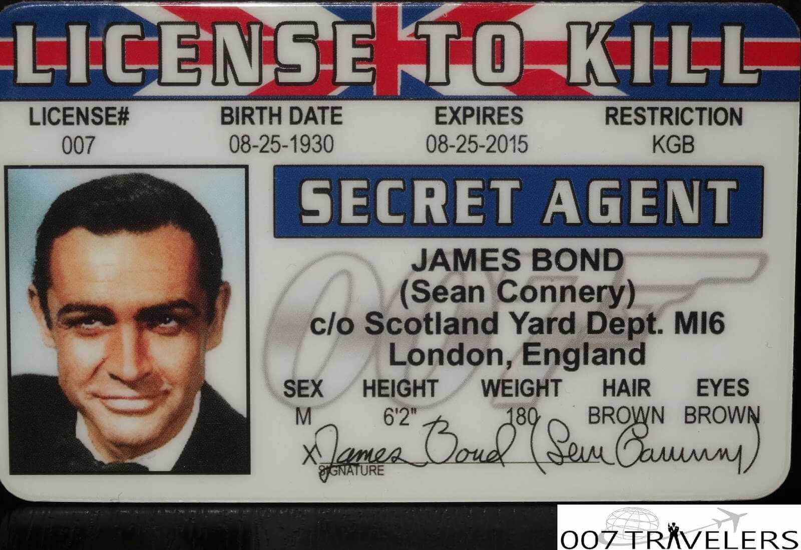 007 Travelers: 007 Item: License To Kill Id Card With Mi6 Id Card Template