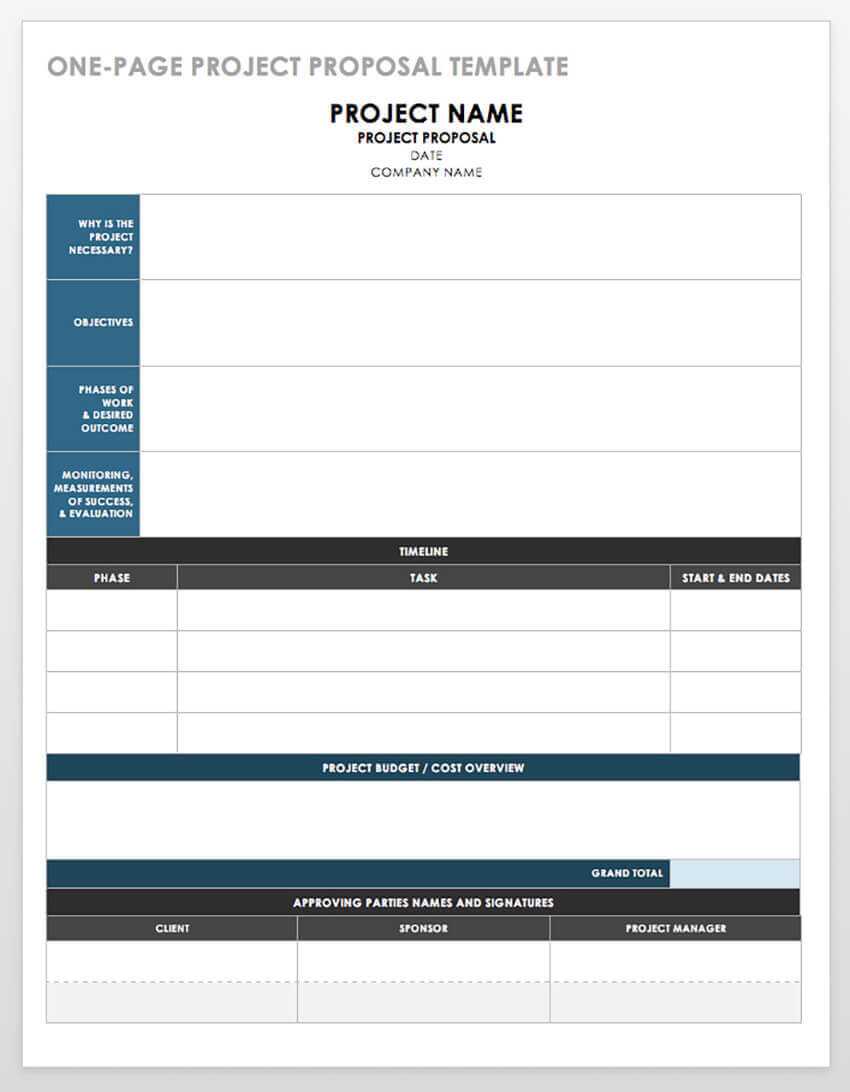 008 20One20Page20Proposal20Template Ms Word Project Proposal In Free Business Proposal Template Ms Word