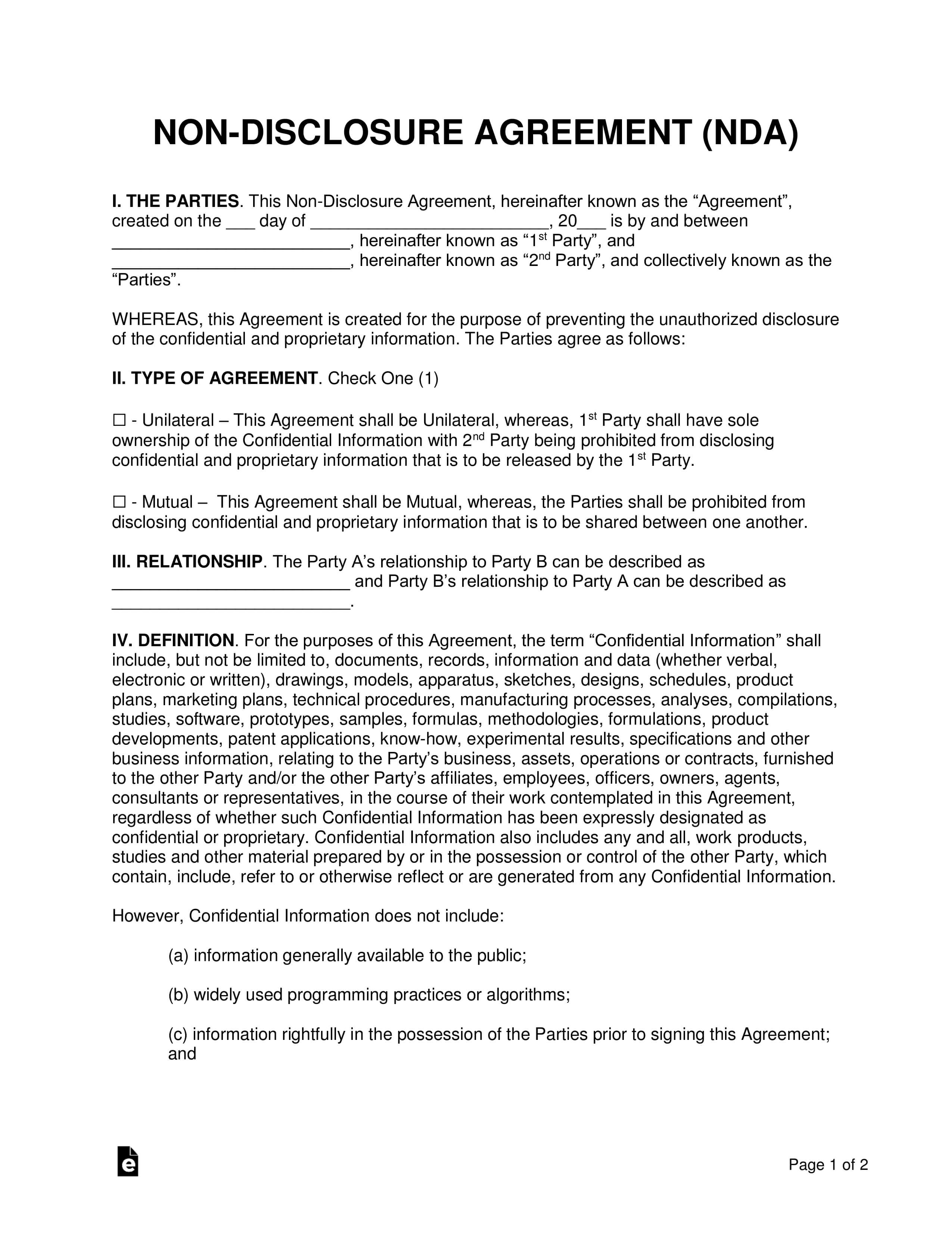 008 Template Ideas Non Disclosure Agreement Confidentiality Throughout Nda Template Word Document