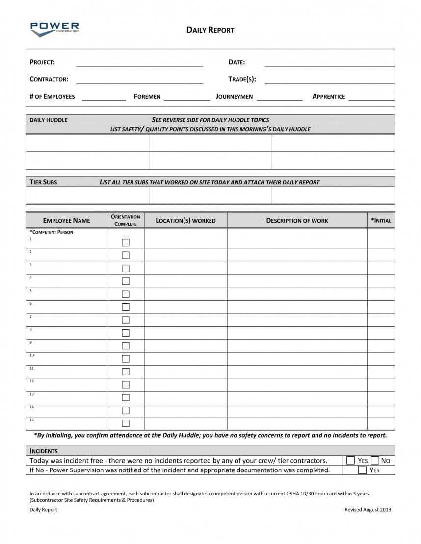 010 Template Ideas Construction Daily Log Report Form Intended For Construction Daily Report Template Free