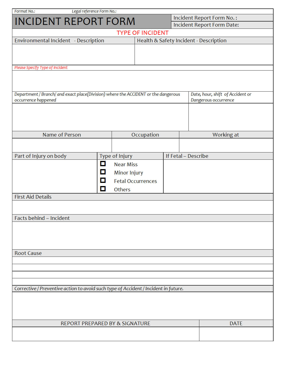 011 How To Write Security Incident Report Example In Incident Report Form Template Doc