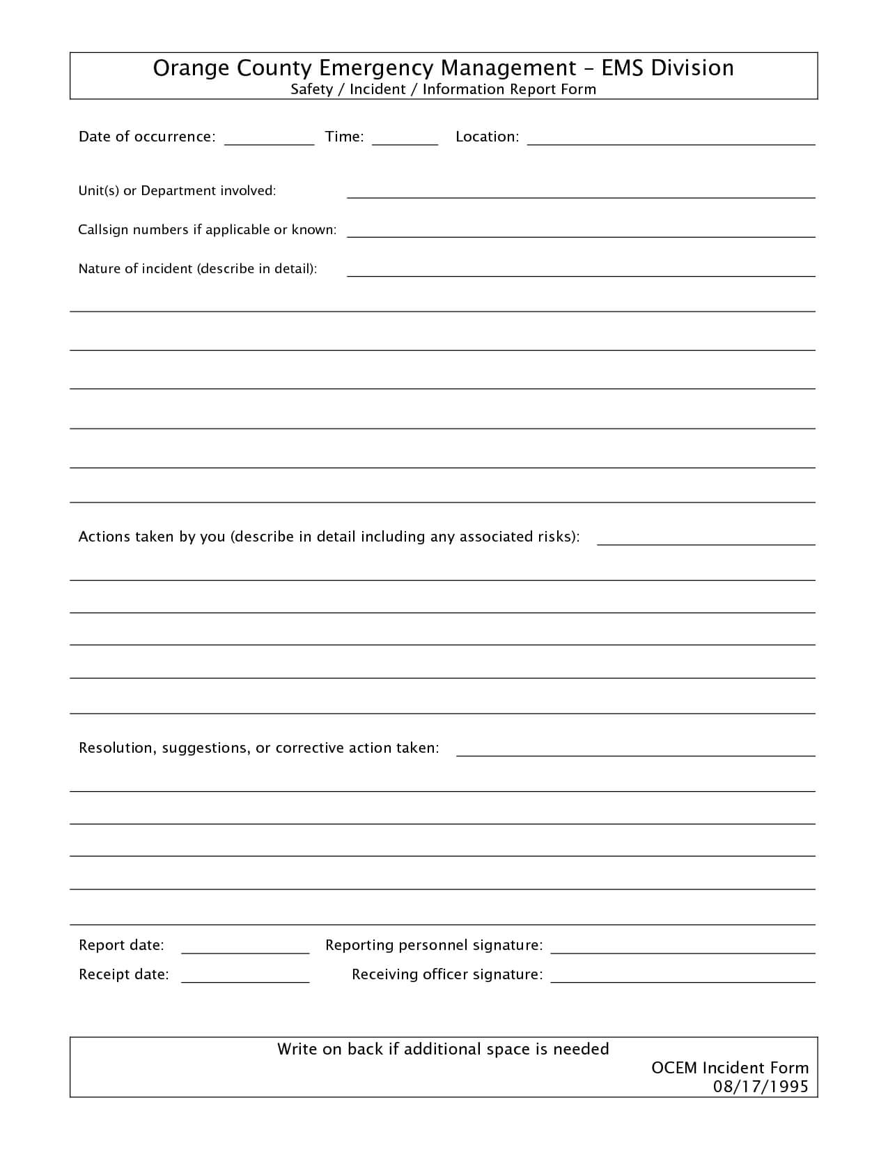 011 Template Ideas Free Incident Report Form Word Blank With Itil Incident Report Form Template