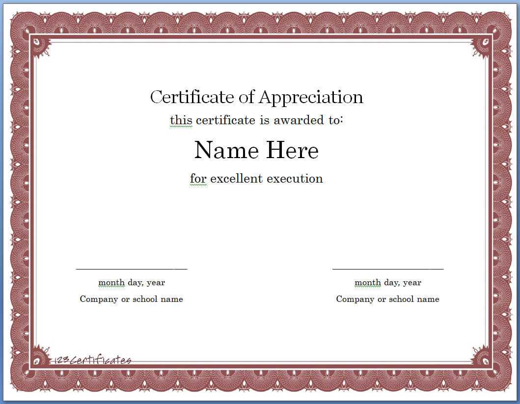 012 Certificate Of Appreciation Template Word Exceptional Within Certificate Of Appreciation Template Doc