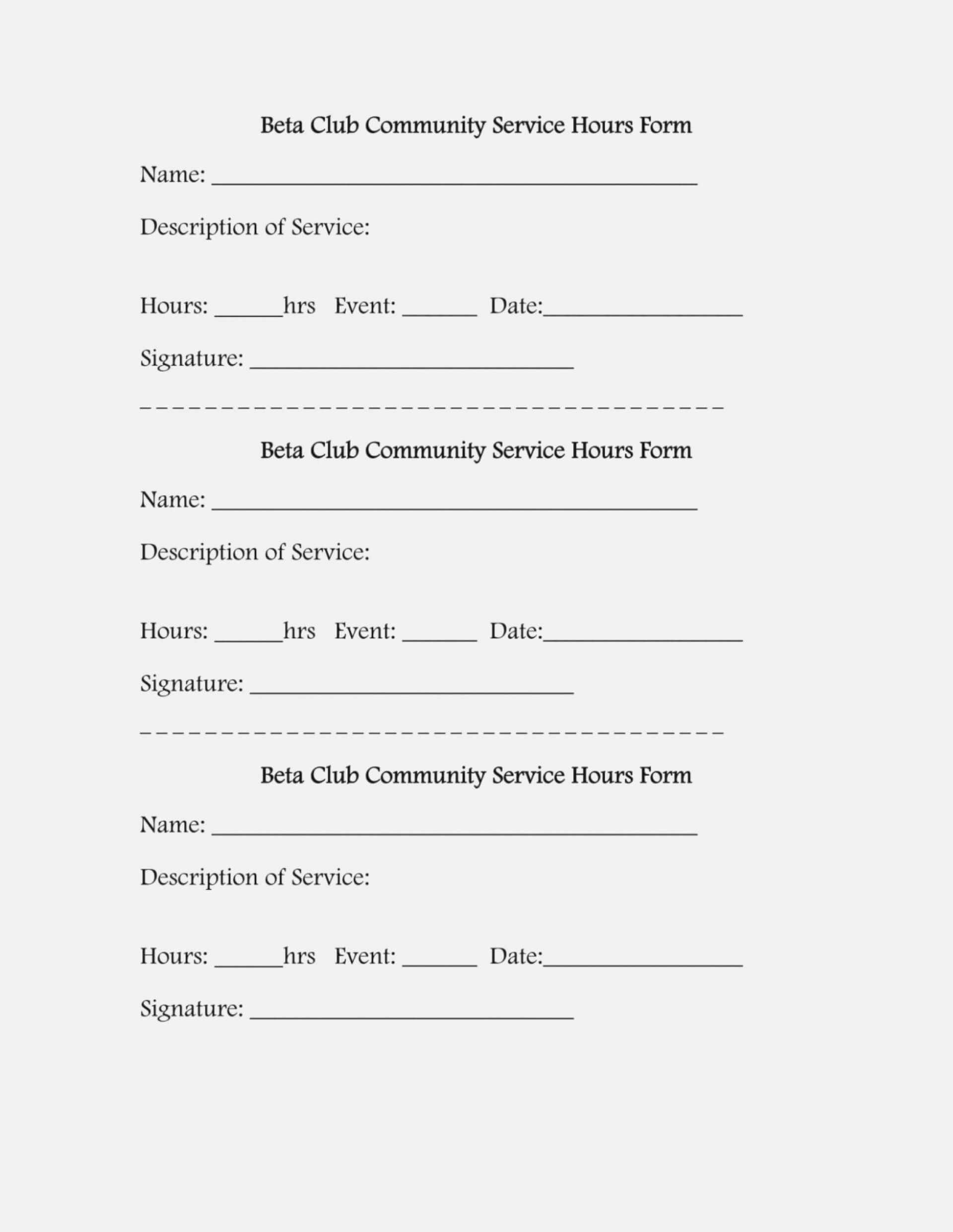 012 Service Form Template Sample Volunteer Ideas Within Volunteer Report Template