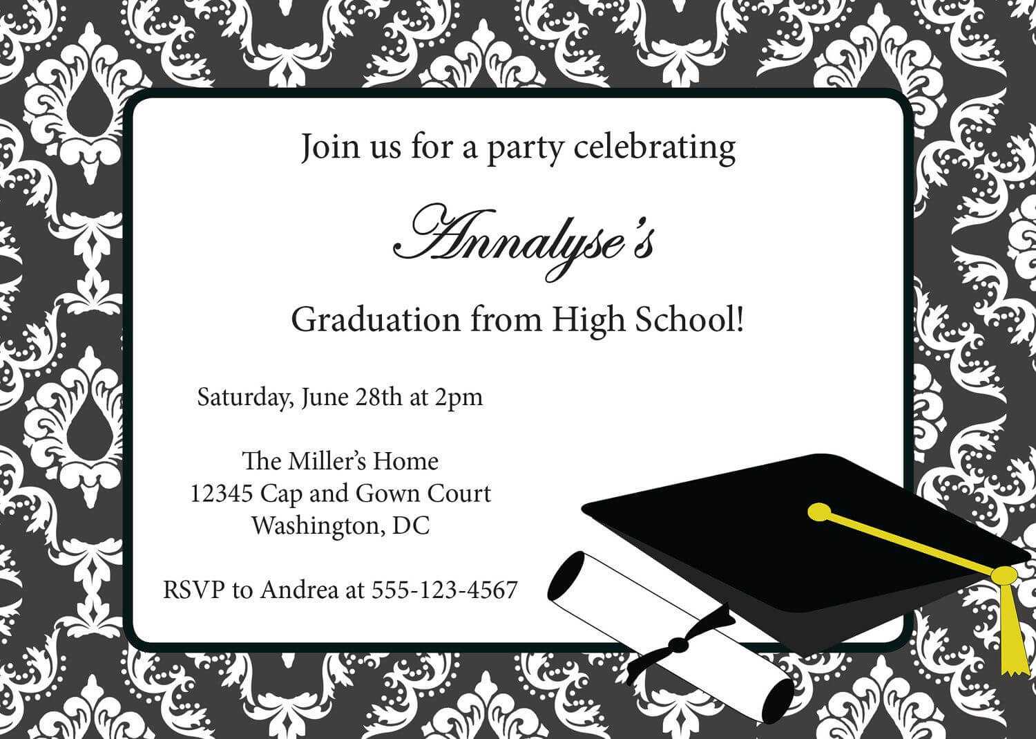 013 Template Ideas College Graduation Party Invitations For Graduation Party Invitation Templates Free Word