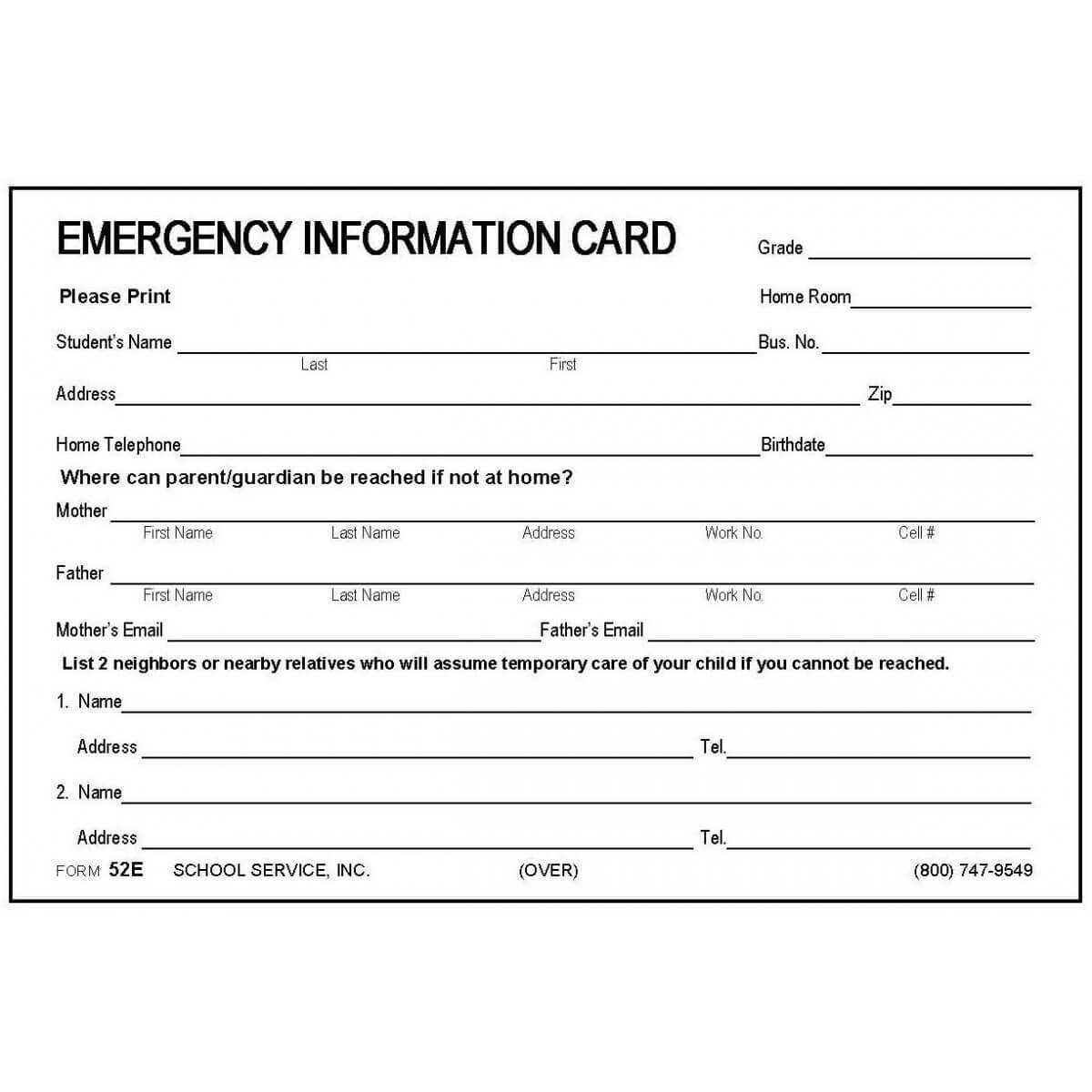 014 Emergency Contact Form Template Ideas Someka Excellent Within Emergency Contact Card Template