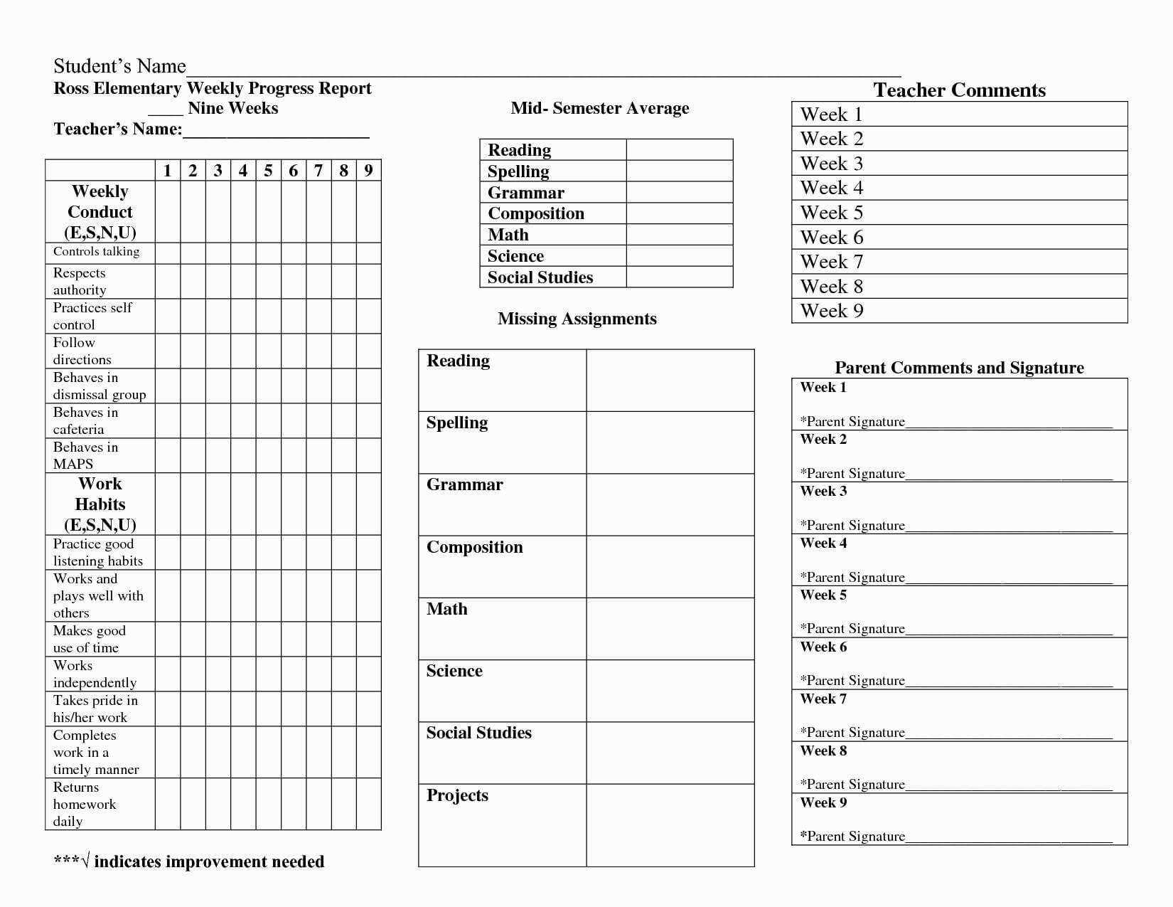 014 Free Printable Homeschool Report Card Template Best For Homeschool Report Card Template Middle School