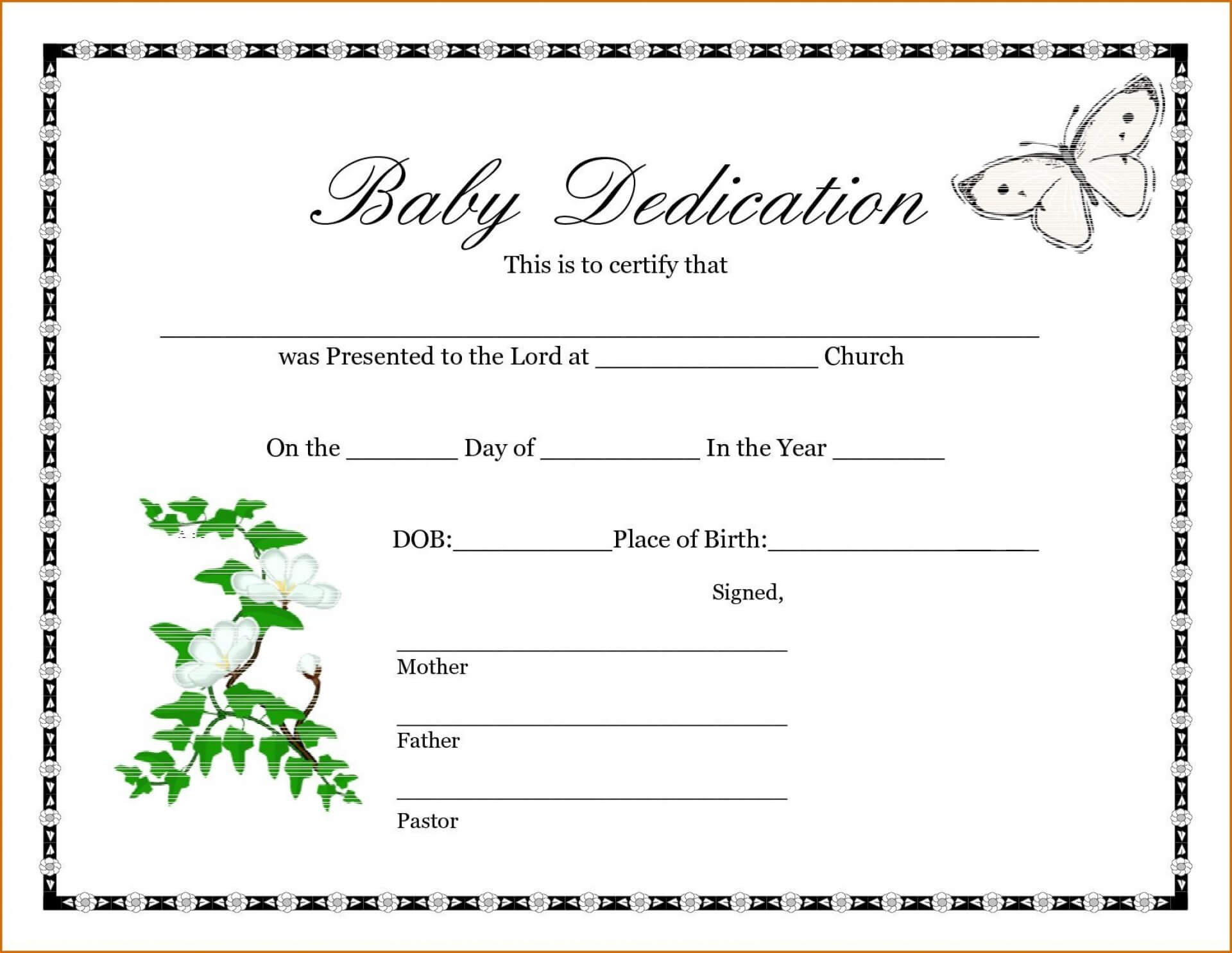014 Template Ideas Baby Dedication Wonderful Certificate Inside Baby Dedication Certificate Template