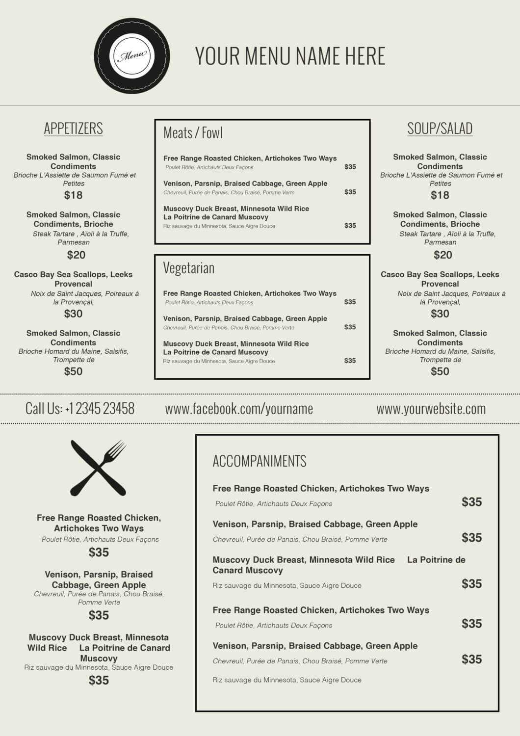 015 Menu Templates Free Download Word Friench Food Template Within Free Cafe Menu Templates For Word