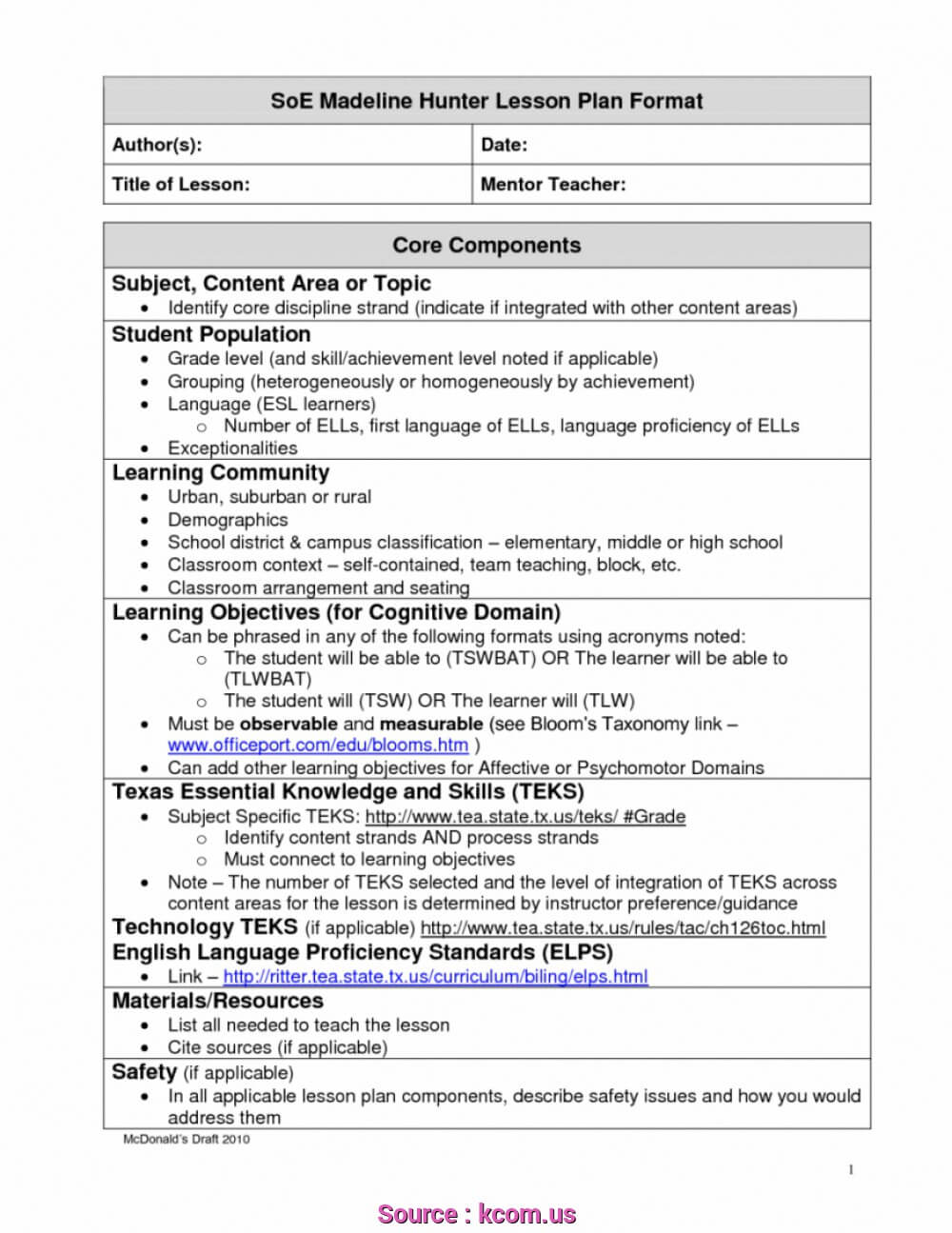 015 Unit Plan Template Ideas College Lesson Impressive Inside Madeline Hunter Lesson Plan Blank Template