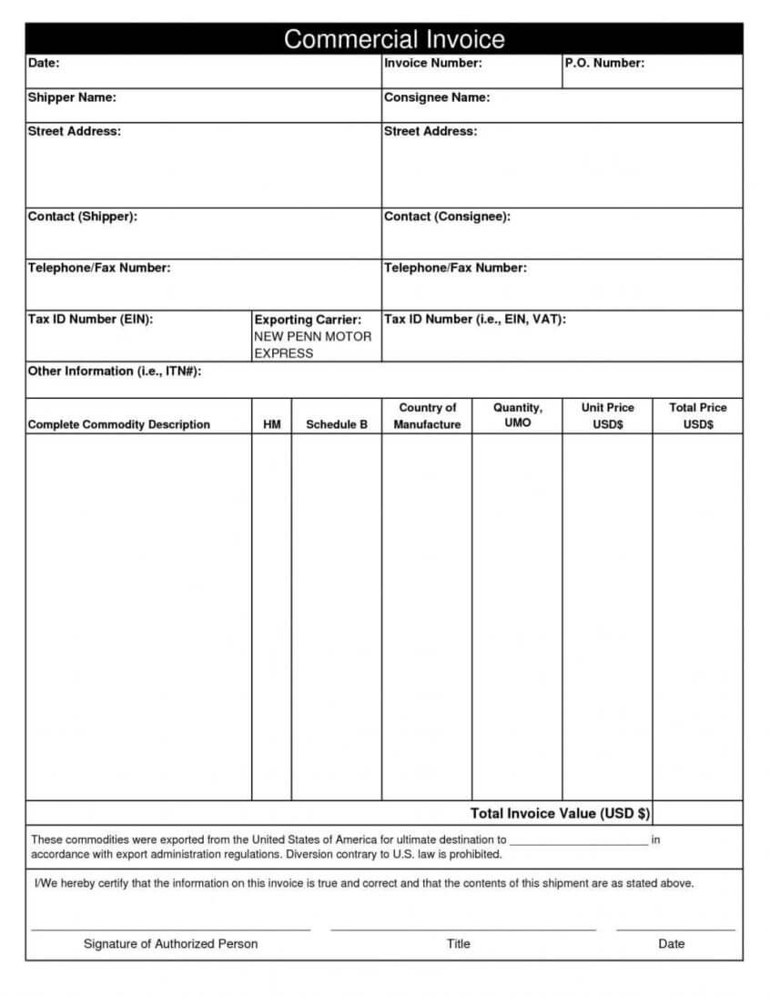 017 Commercial Invoicete Word Mercial Format For Export In With Regard To Commercial Invoice Template Word Doc