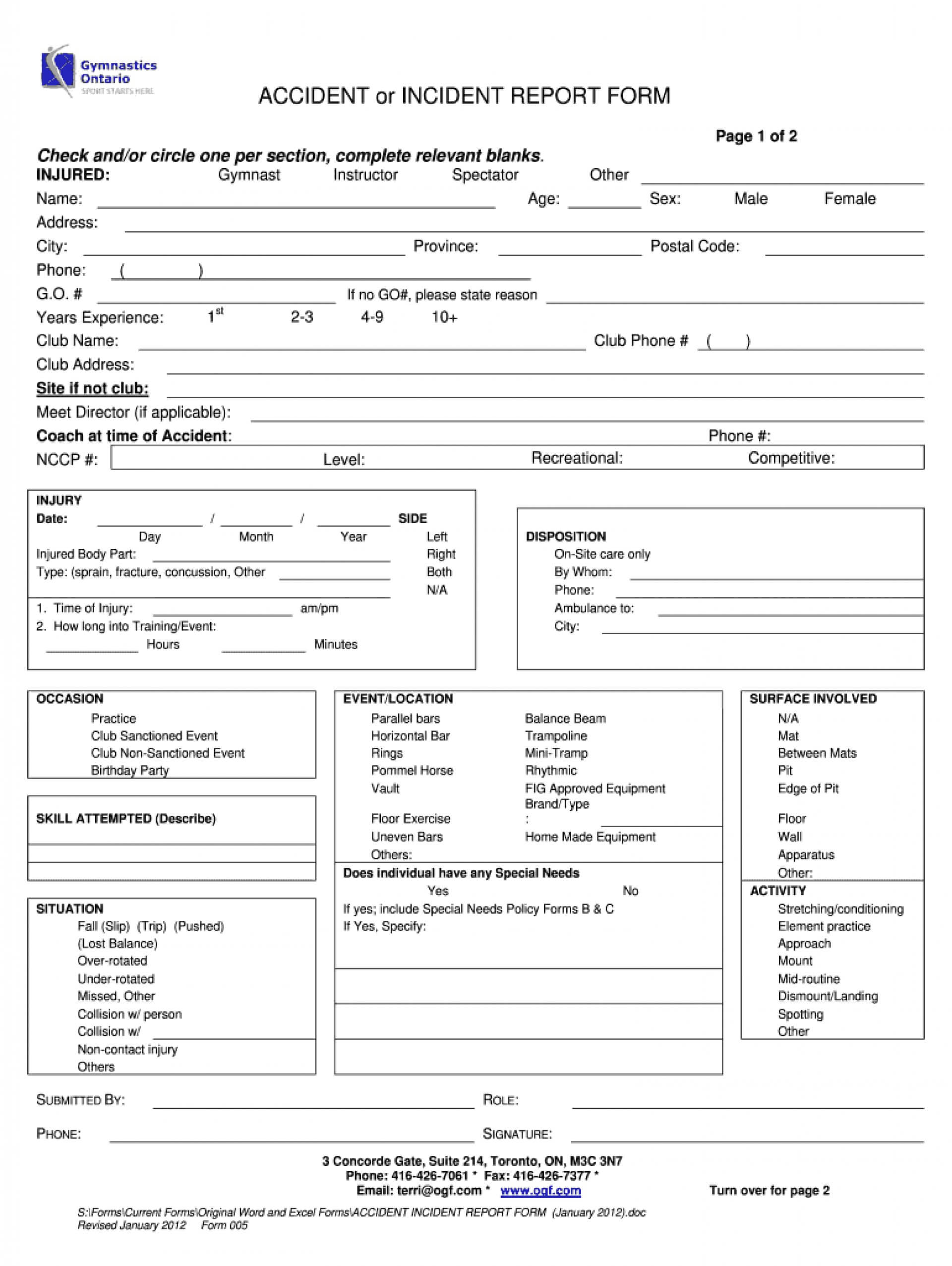 017 Template Ideas Large Incident Report Hospital Form Within First Aid Incident Report Form Template