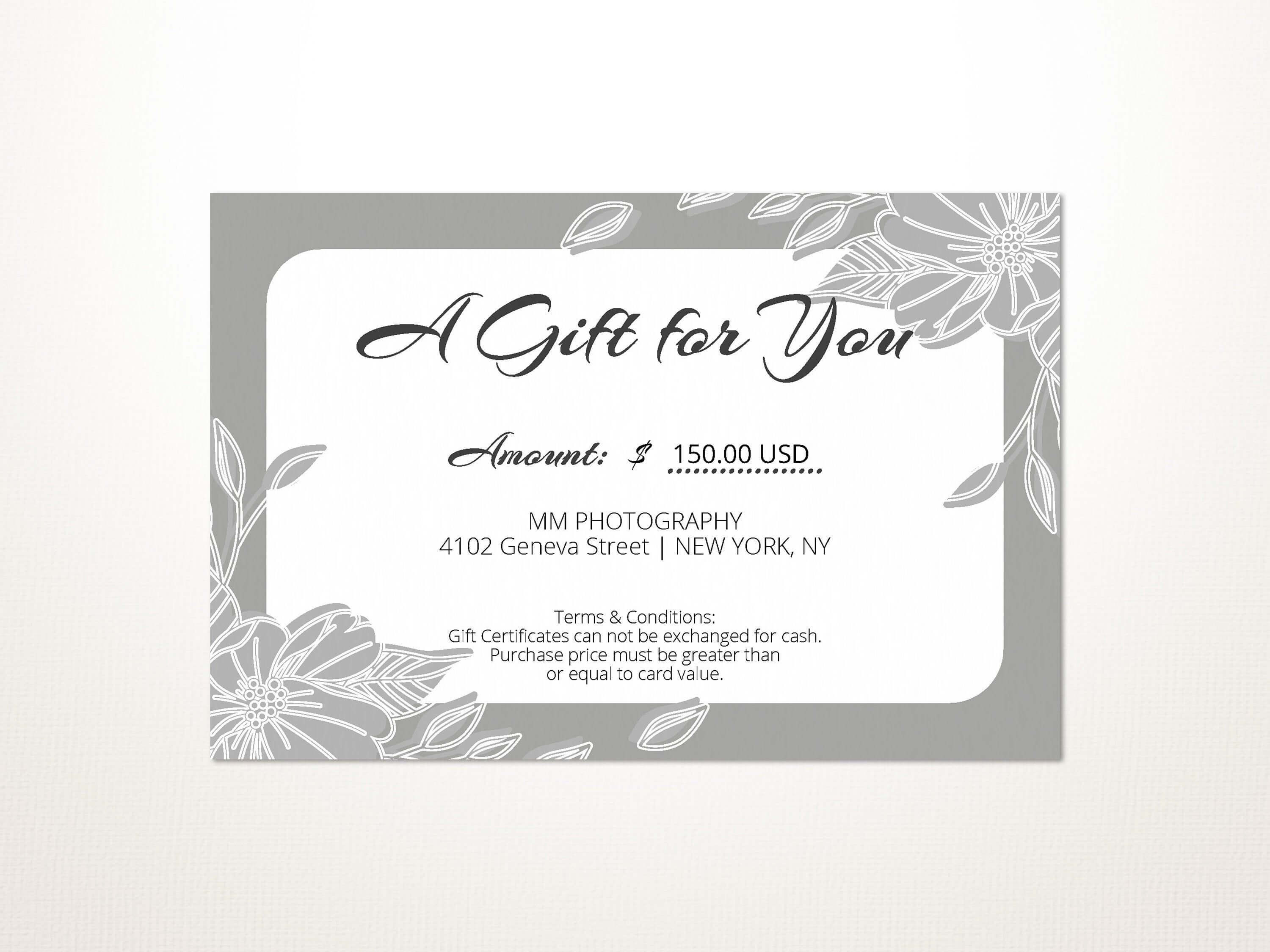 022 Wedding Gift Card Template Free Photographer Certificate Within Referral Card Template Free