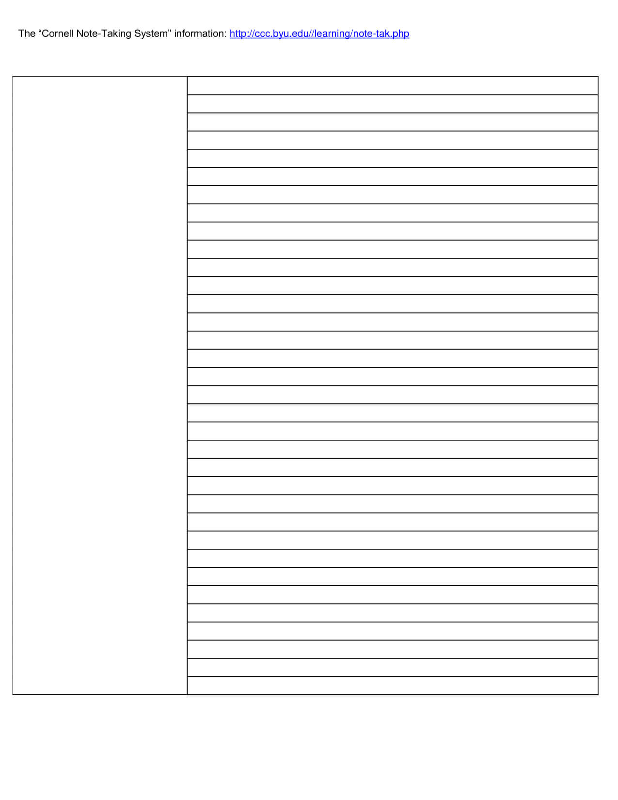 023 Cornell Note Taking Template Word 31836 Research Paper Pertaining 