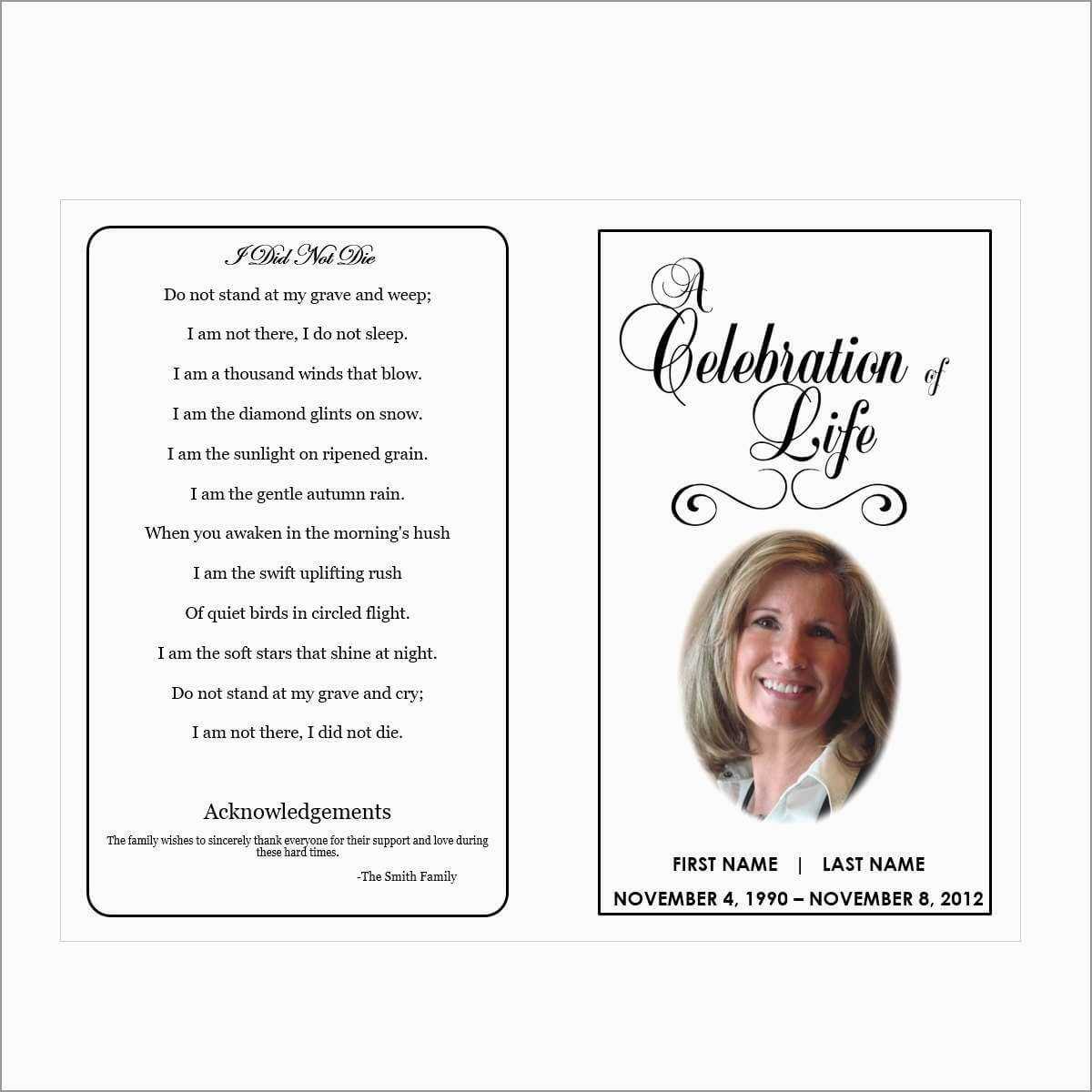 024 Free Memorial Cards Template Funeral Program Examples In Prayer Card Template For Word