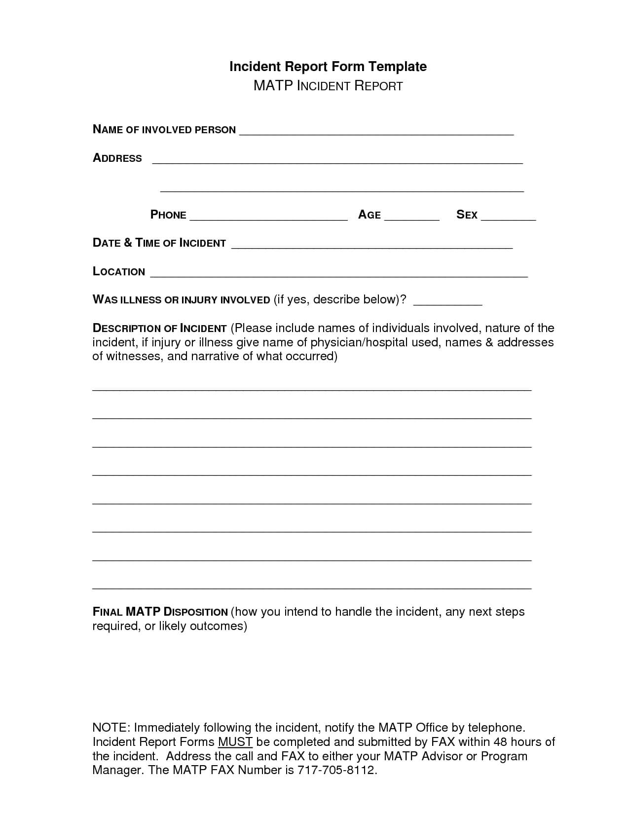 026 Template Ideas Incident Report Form 3391 Free Unusual With School Incident Report Template