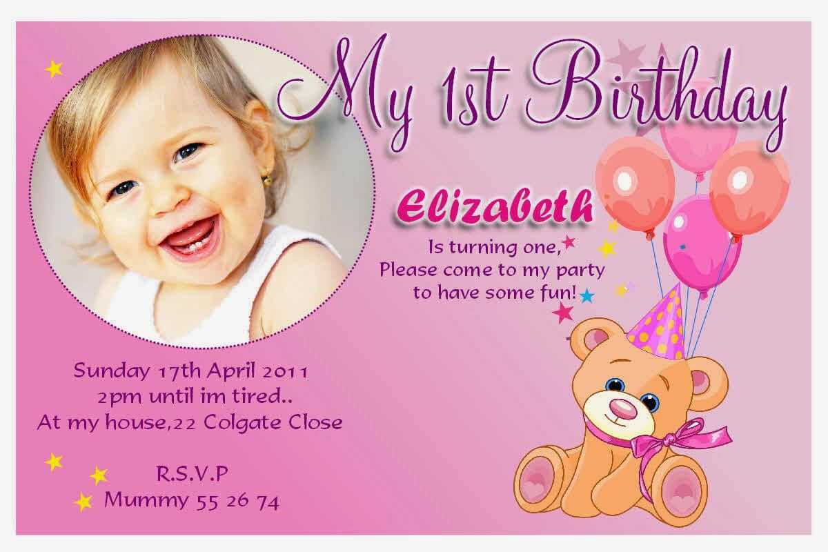 029 Birthday Invitation Cards 1St Wording Samples Template Intended For First Birthday Invitation Card Template