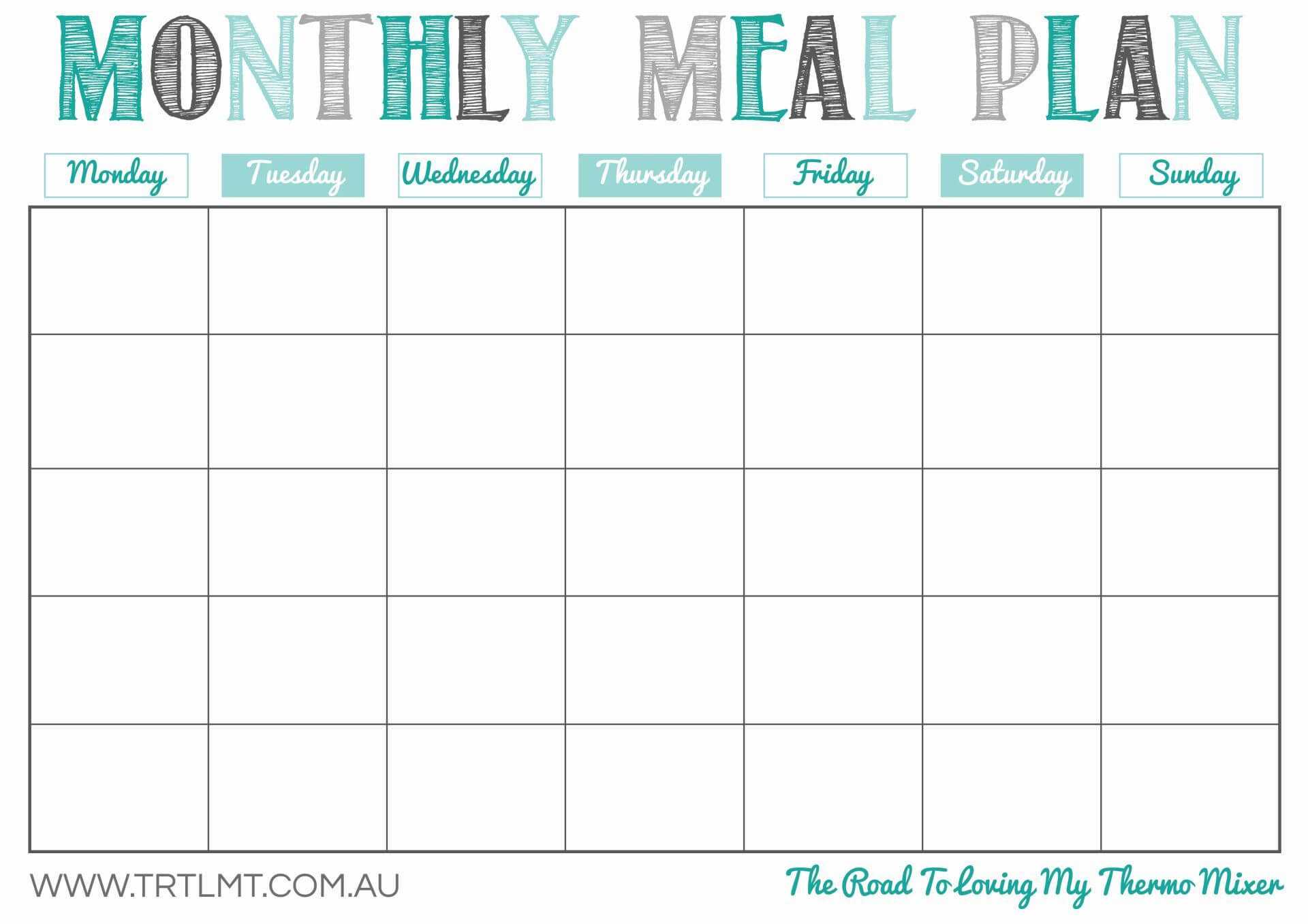 030 Monthly Meal Planner Template Free Menu Awesome Ideas Inside Meal Plan Template Word