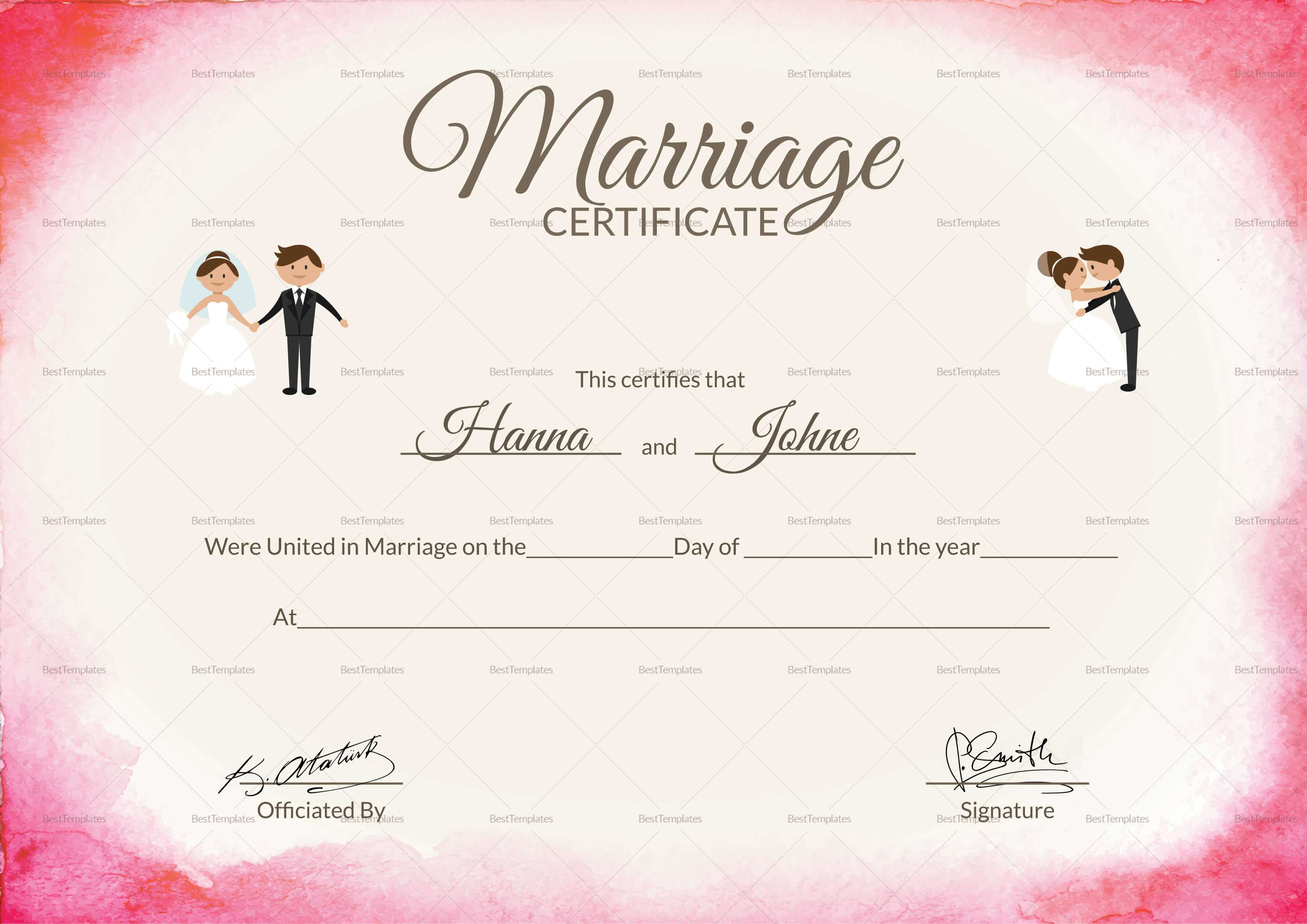 Marriage Certificate Template