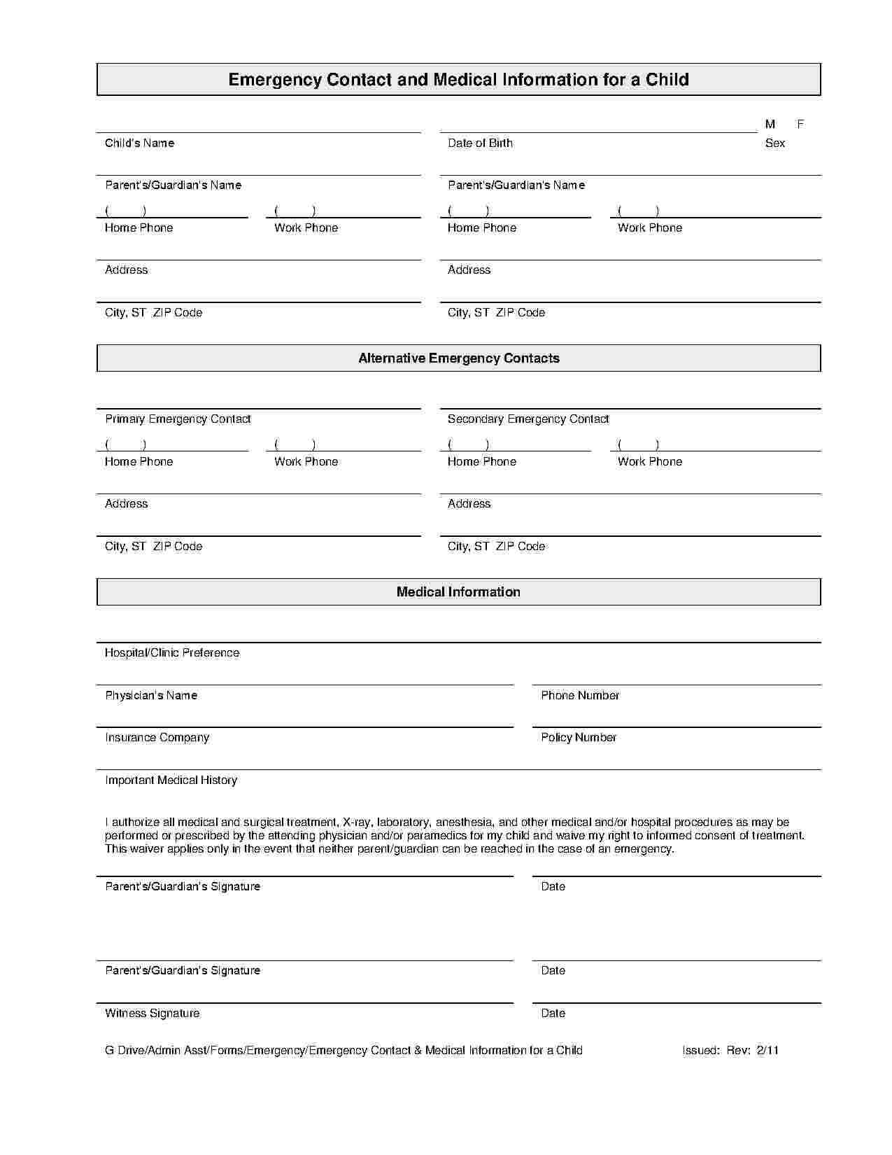 033 Emergency Contact Form Template Excellent Ideas Throughout Emergency Contact Card Template