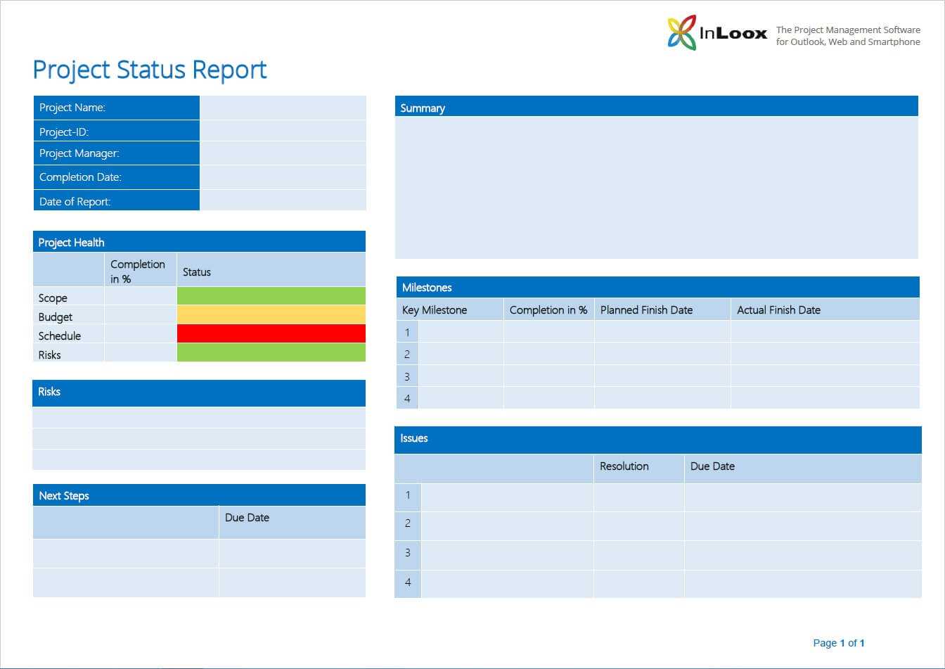 034 Project Status Report Template Ideas Imposing Powerpoint Regarding One Page Status Report Template