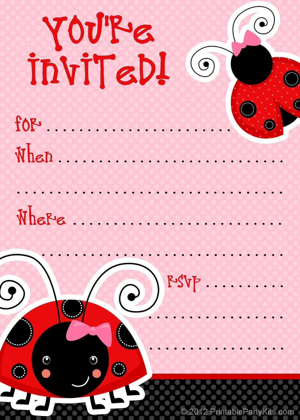 1) Free Printable Ladybug Invitation Blank Template. 2 Regarding Blank Ladybug Template