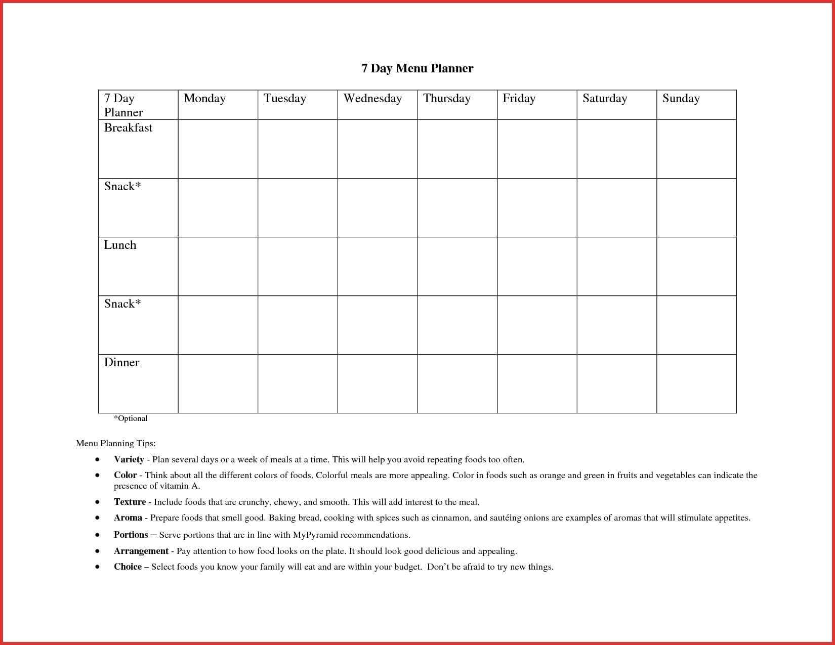 10 Weekly Meal Planner Template Word | Resume Samples For Weekly Meal Planner Template Word