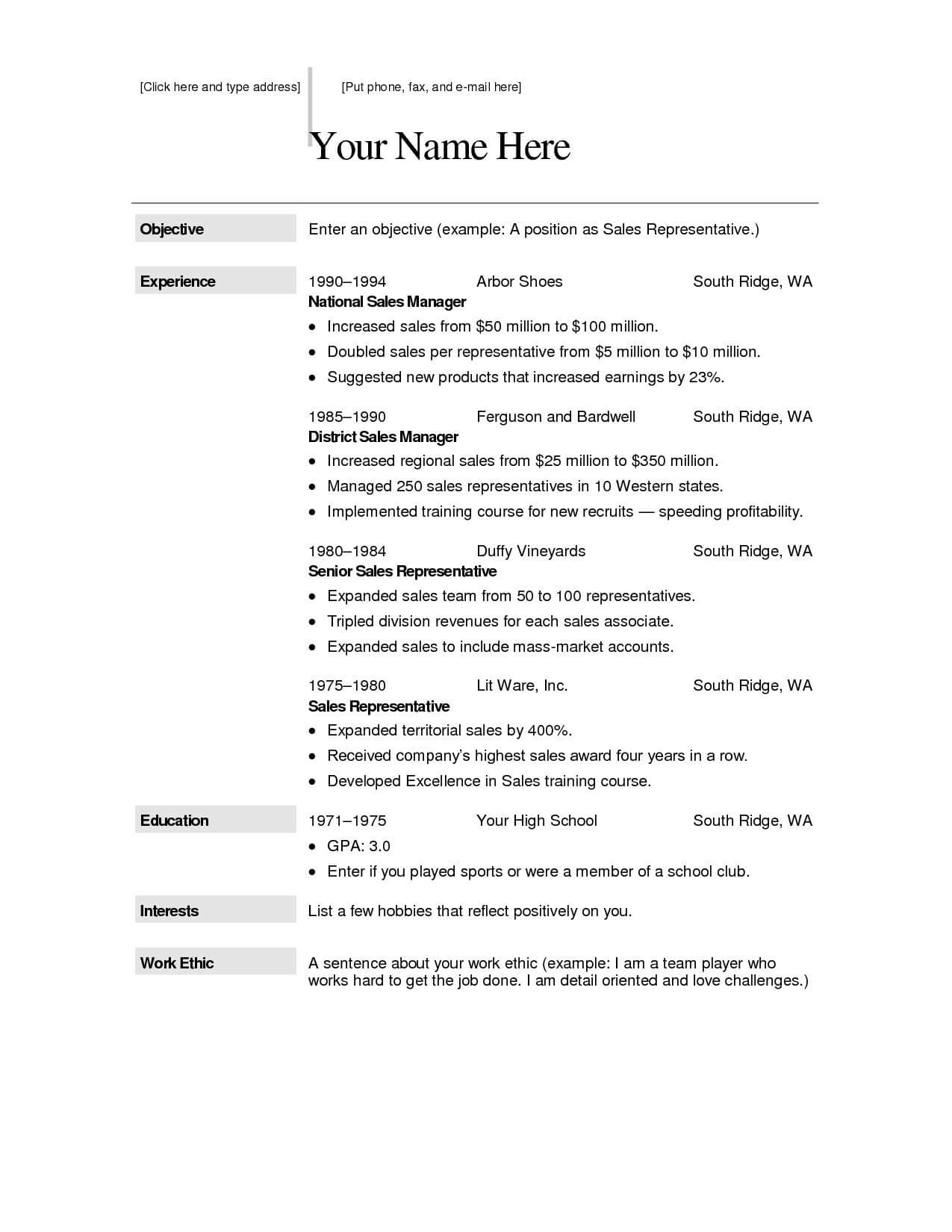 100 Free Printable Resume Templates | Sample Resume | Free Intended For Free Printable Resume Templates Microsoft Word