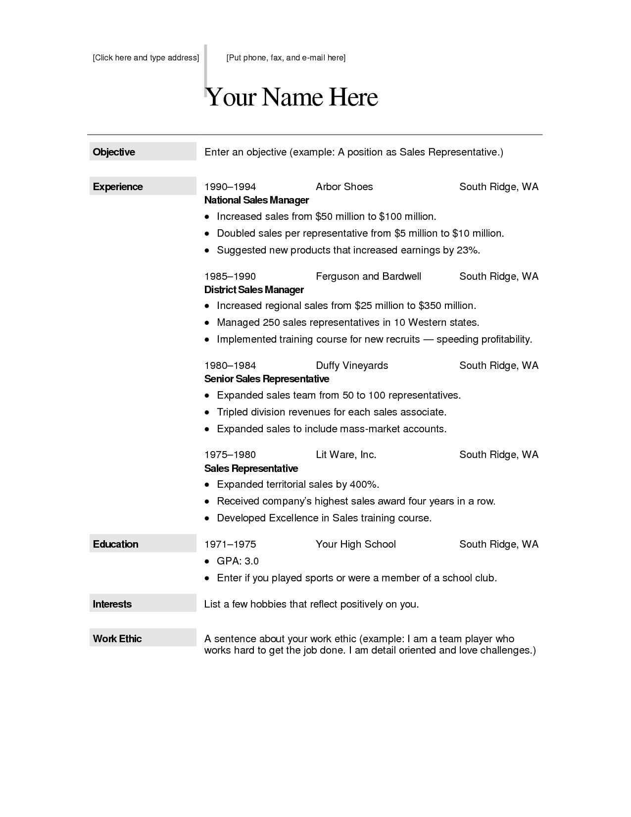 100 Free Printable Resume Templates | Sample Resume | Free Intended For Free Printable Resume Templates Microsoft Word