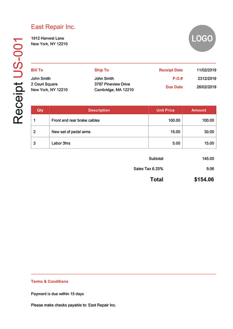 100 Free Receipt Templates | Print & Email Receipts As Pdf Throughout Fake Credit Card Receipt Template