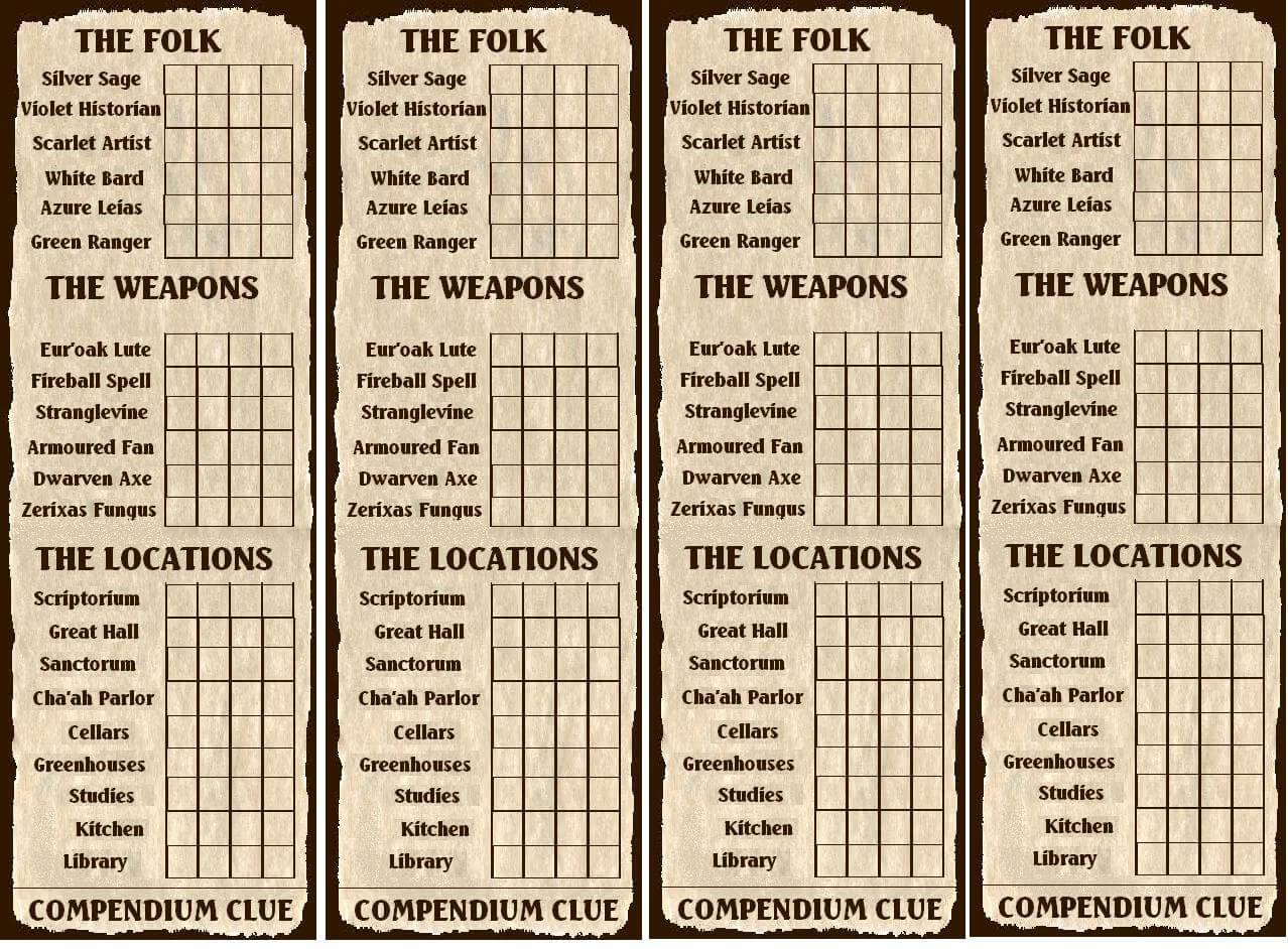 10Th Santharian Anniversary Special: The Compendium Clue With Clue Card Template
