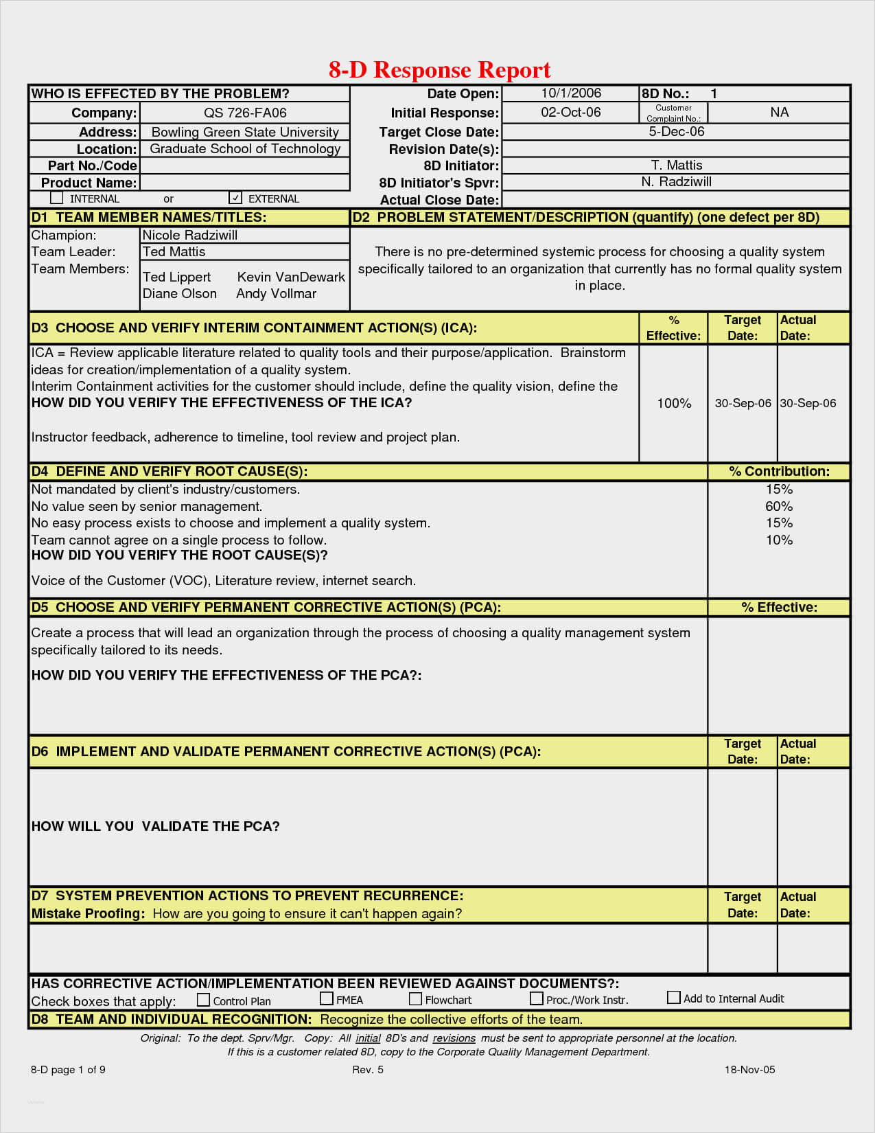 11. 8D Report Vorlage Inspiration Reklamationsmanagement 8D With 8D Report Format Template