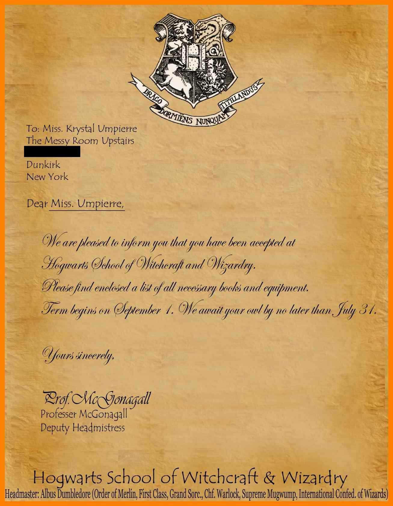 11+ Harry Potter Acceptance Letter Template Download Regarding Harry Potter Certificate Template