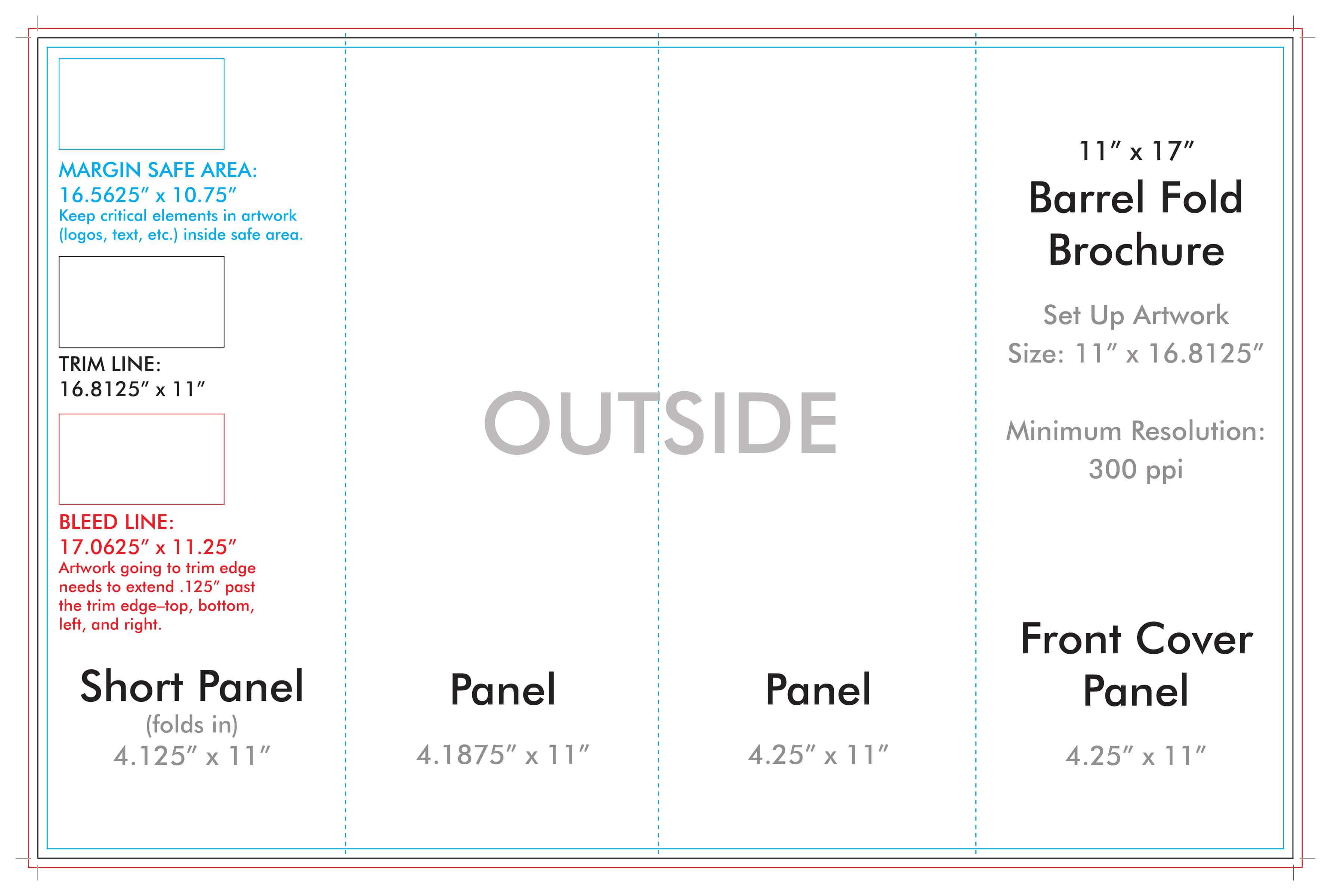 11" X 17" Barrel Fold Brochure Template – U.s. Press In Brochure 4 Fold Template