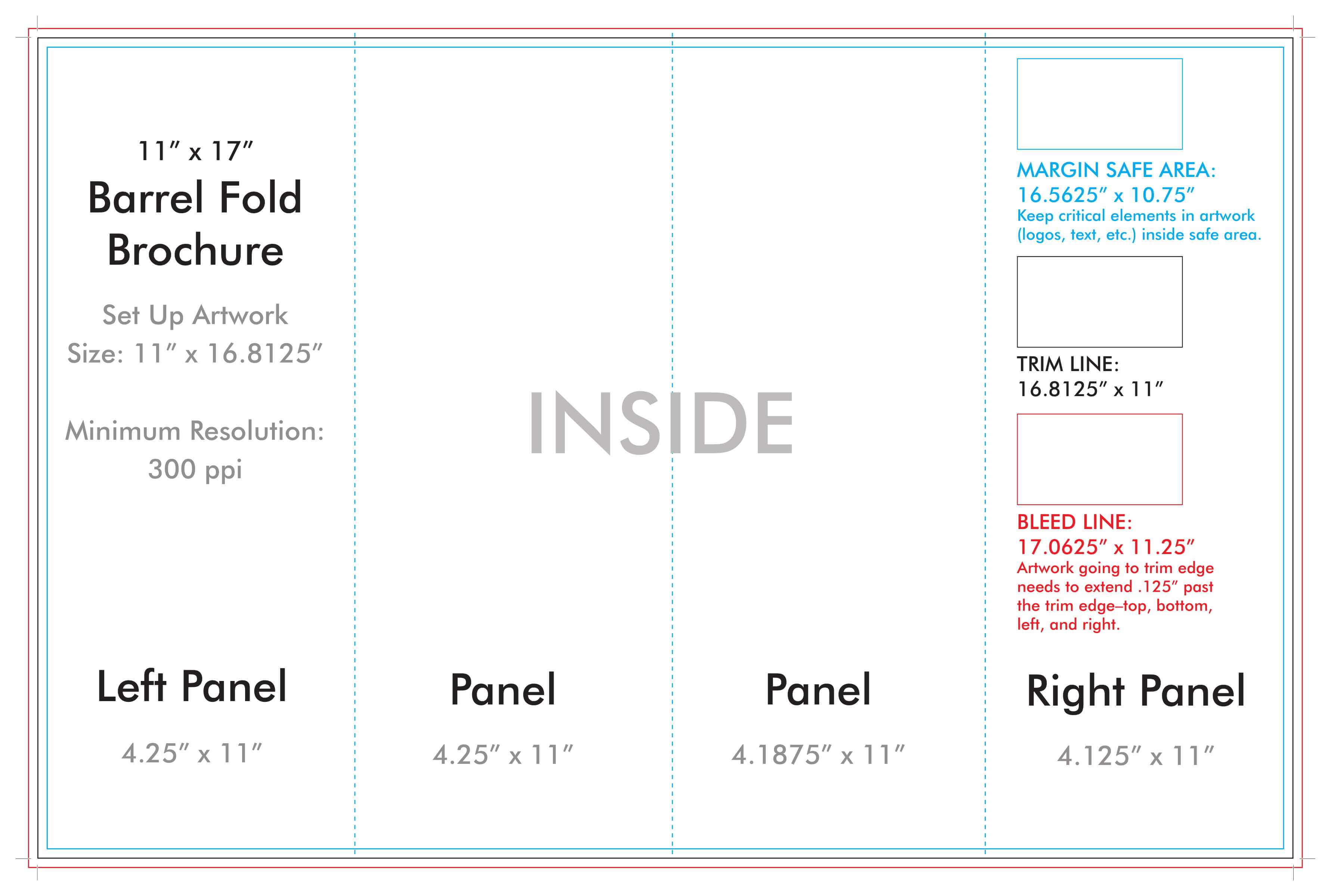 11" X 17" Barrel Fold Brochure Template – U.s. Press Inside 4 Fold Brochure Template