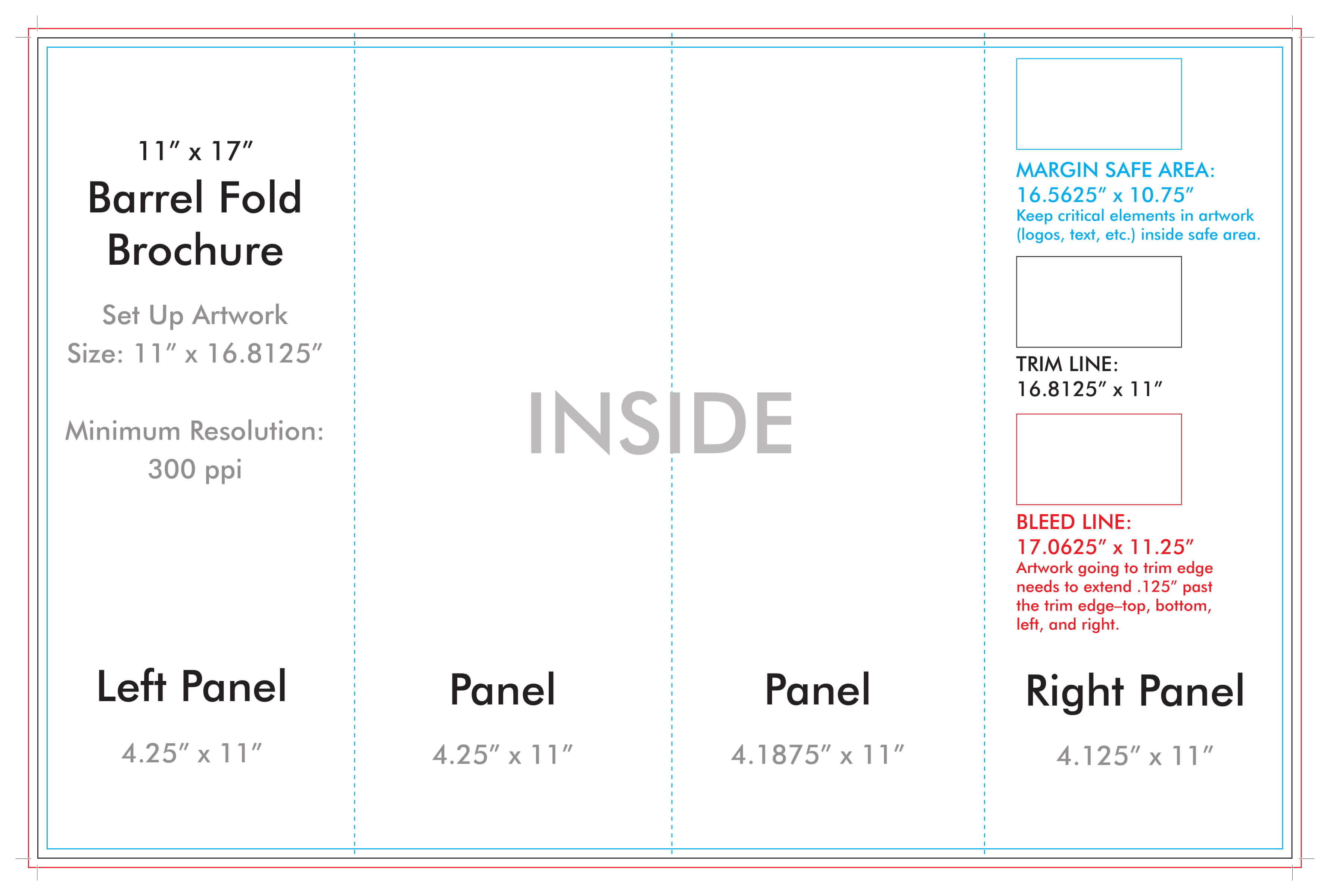11" X 17" Barrel Fold Brochure Template – U.s. Press With Brochure 4 Fold Template